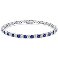7.50 CTW AGI Certified Lab Created Blue Sapphire & Diamond Tennis Bracelet in 14K White Gold Overlay