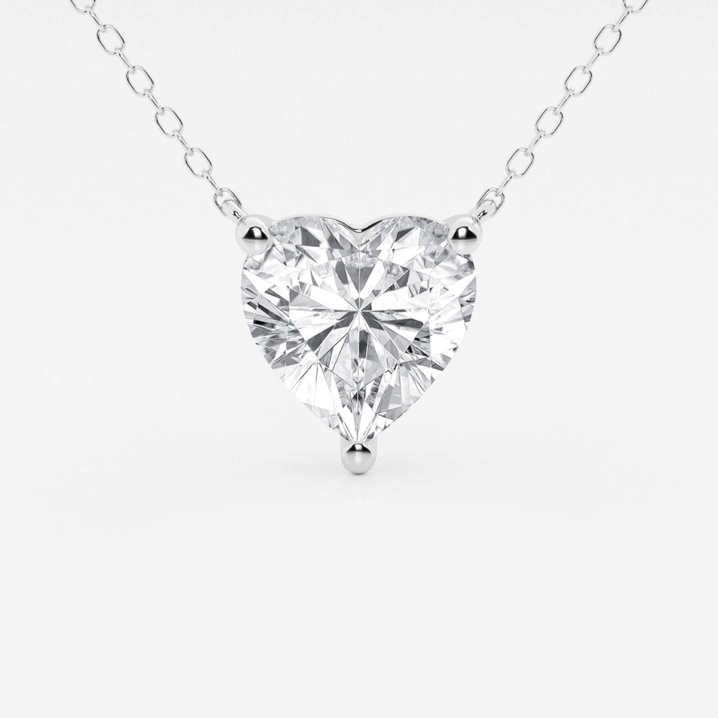3.00 CTW Floating Heart Shape Lab Grown Diamond Solitaire Pendant Necklace F/G VS1 AGI Certified in 14K White or Yellow Gold