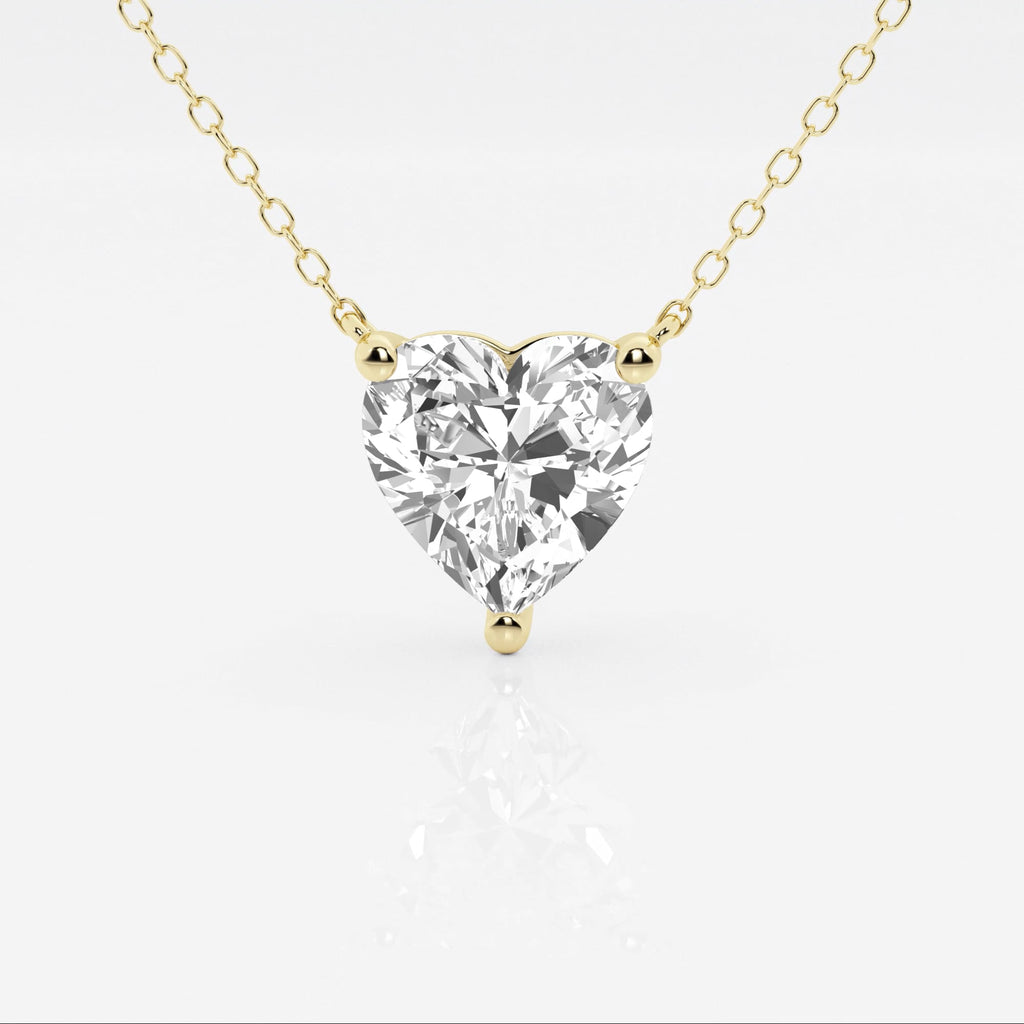 3.00 CTW Floating Heart Shape Lab Grown Diamond Solitaire Pendant Necklace F/G VS1 AGI Certified in 14K White or Yellow Gold