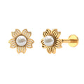 Real Freshwater Pearl Solitaire Flower Earring