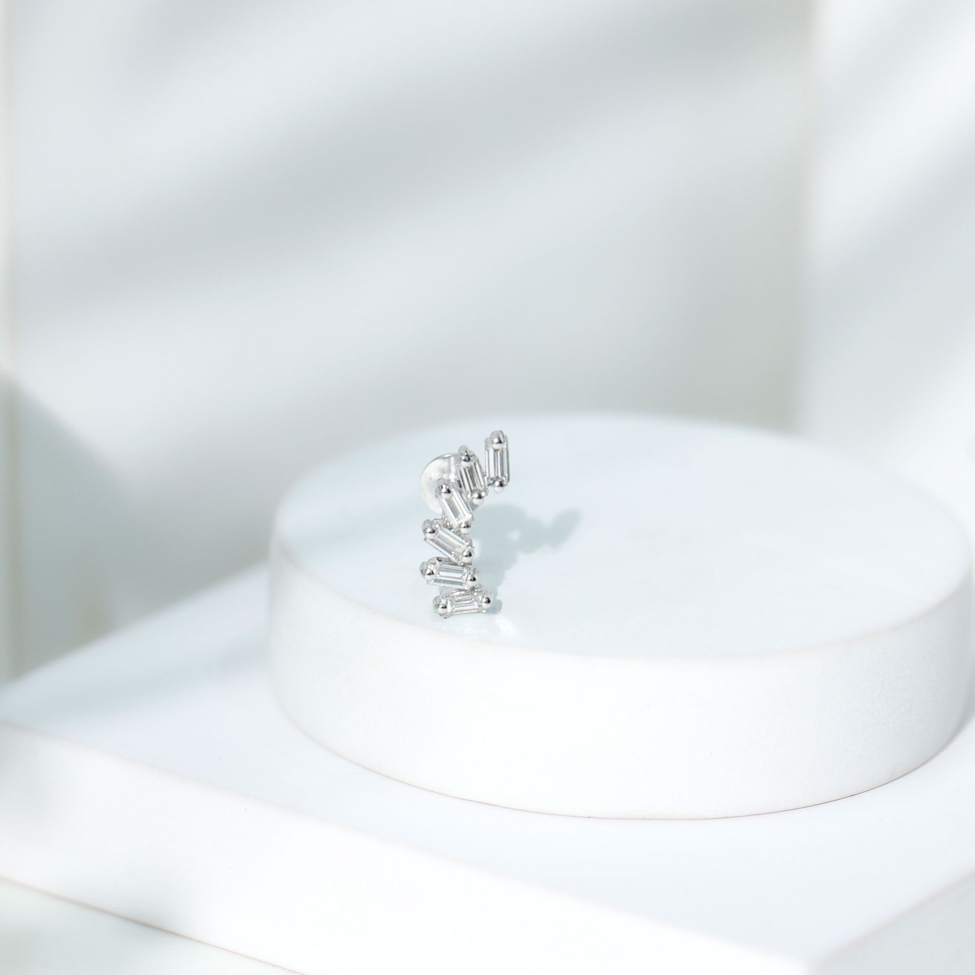 Certified Natural Baguette Diamond Crawler Earring