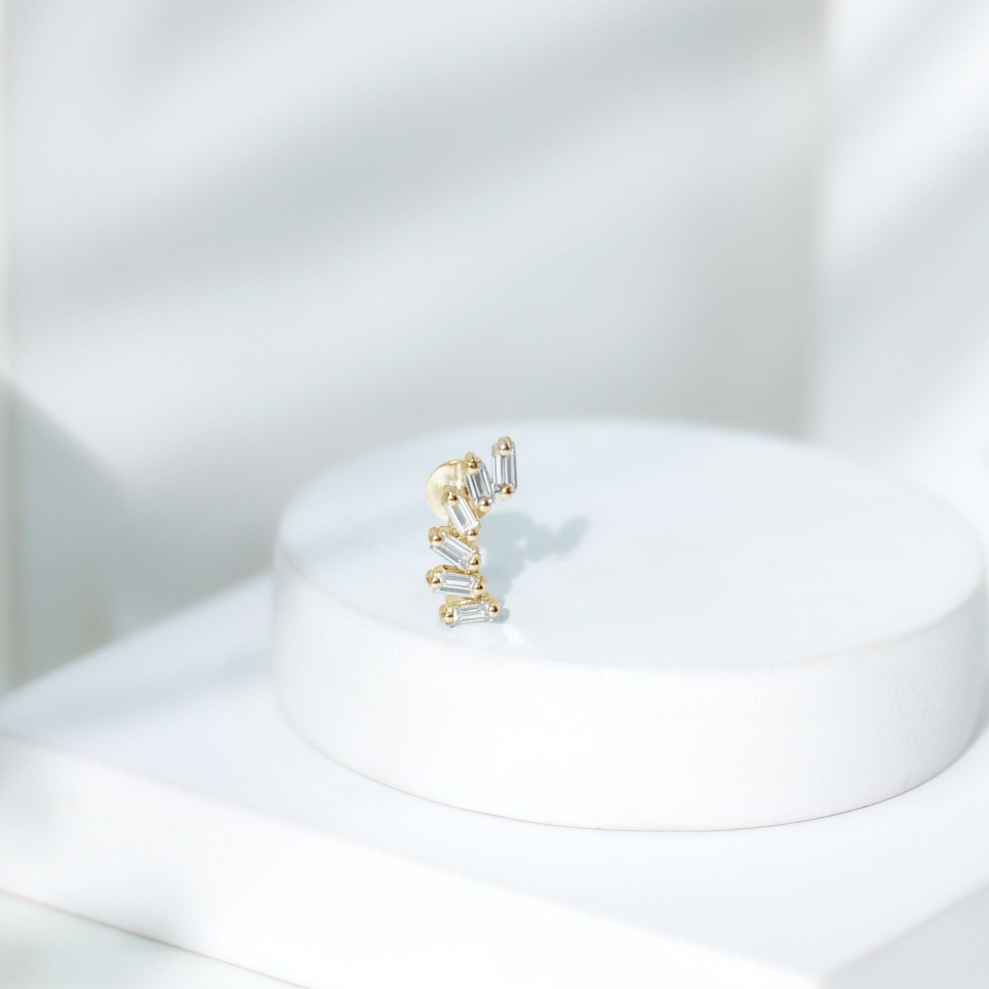 Certified Natural Baguette Diamond Crawler Earring