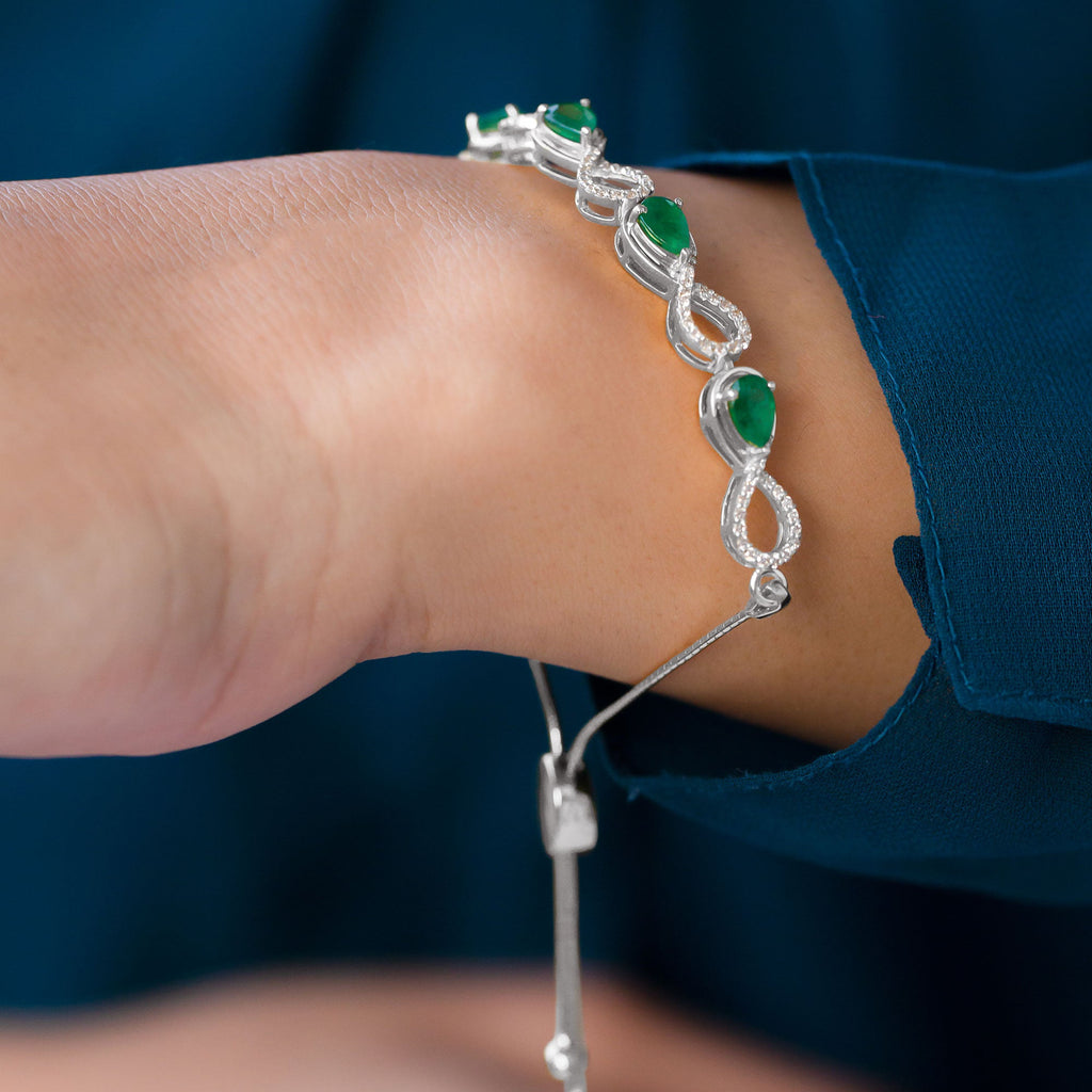 Real Emerald Infinity Bracelet With Moissanite