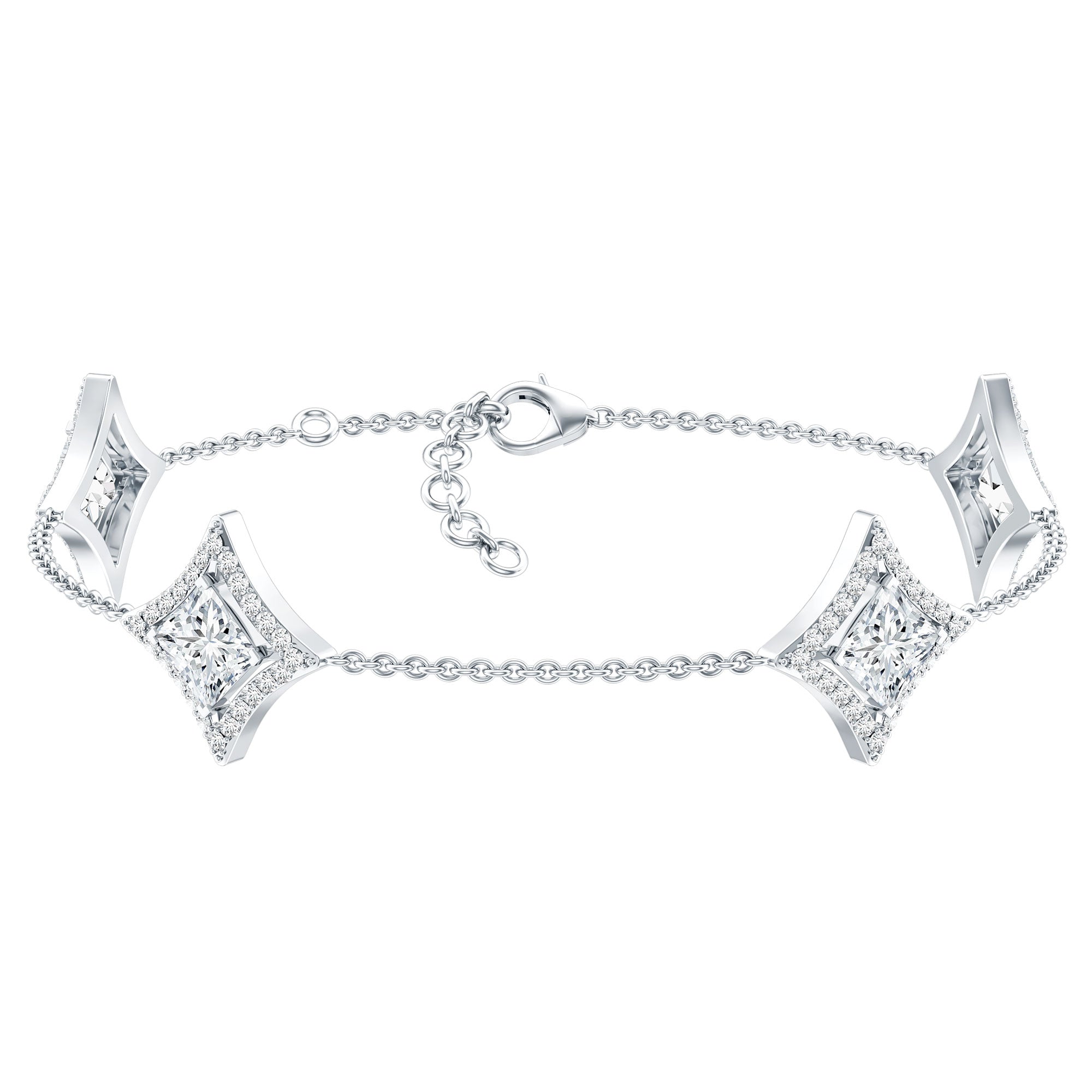 Certified Princess Cut Lab Grown Diamond Bridal Bracelet