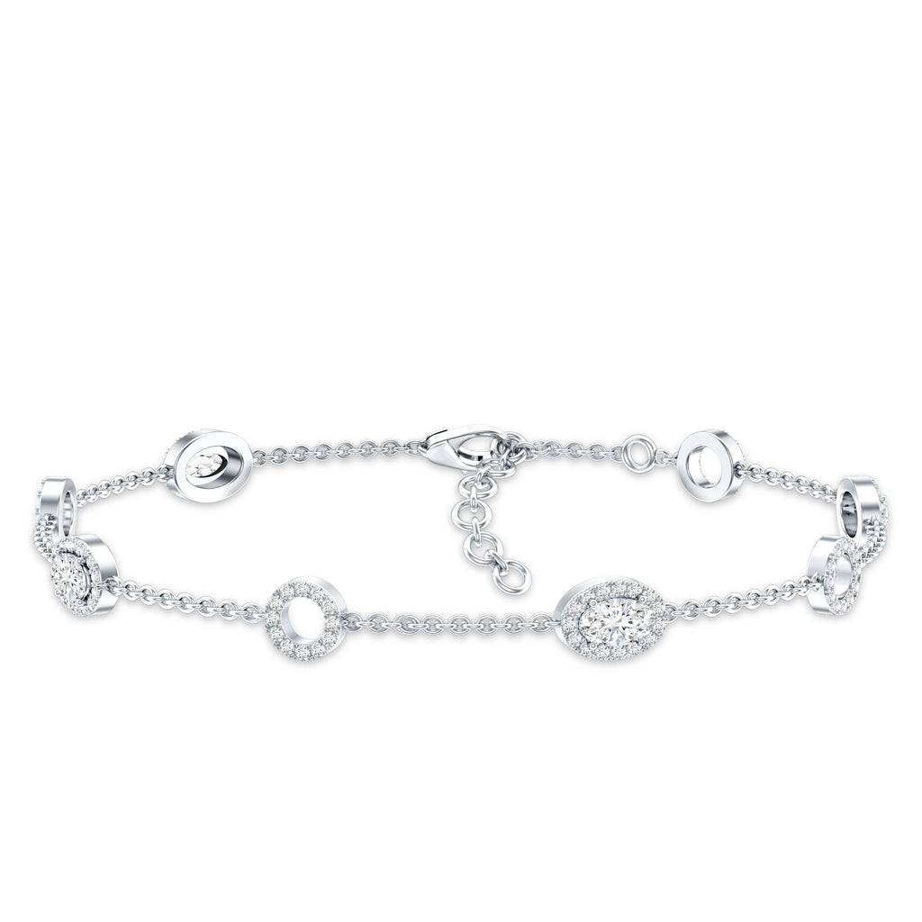 Lab Grown Diamond Bridal Station Chain Bracelet