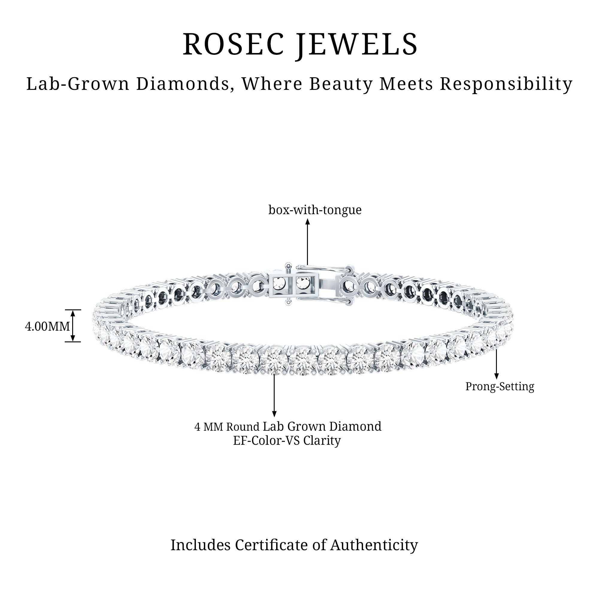Certified Lab Grown Diamond Tennis Bracelet for Women