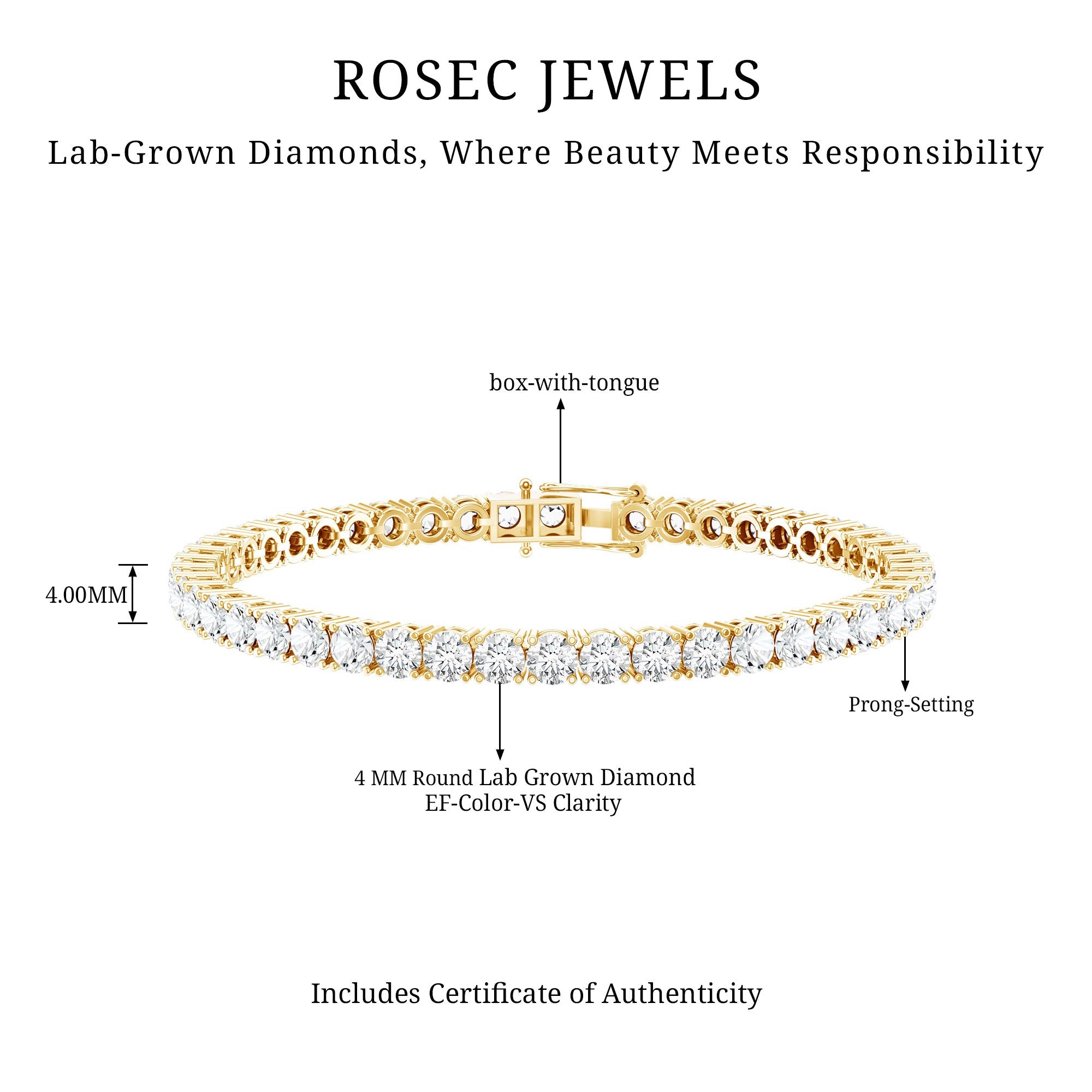 Certified Lab Grown Diamond Tennis Bracelet for Women