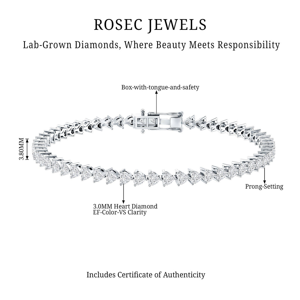 Lab Grown Diamond Heart Tennis Bracelet for Wedding