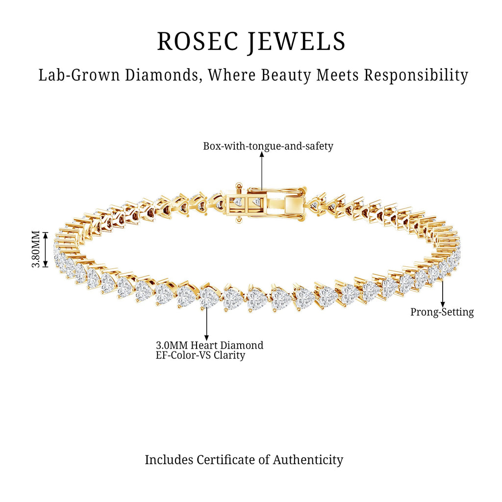 Lab Grown Diamond Heart Tennis Bracelet for Wedding