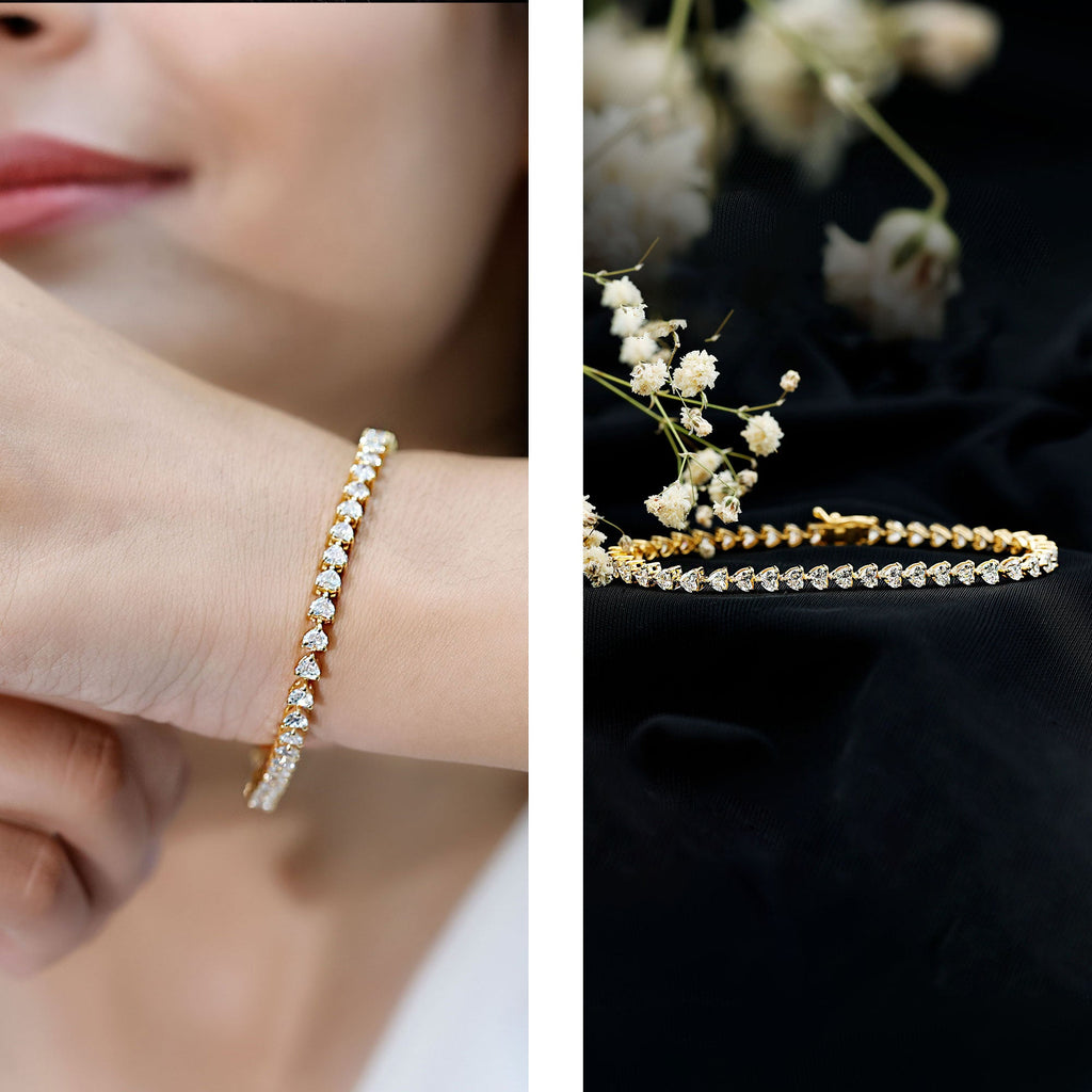 Lab Grown Diamond Heart Tennis Bracelet for Wedding