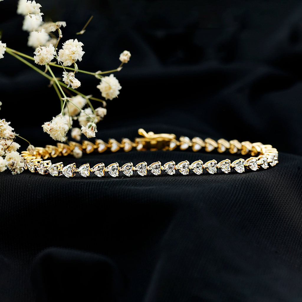 Lab Grown Diamond Heart Tennis Bracelet for Wedding