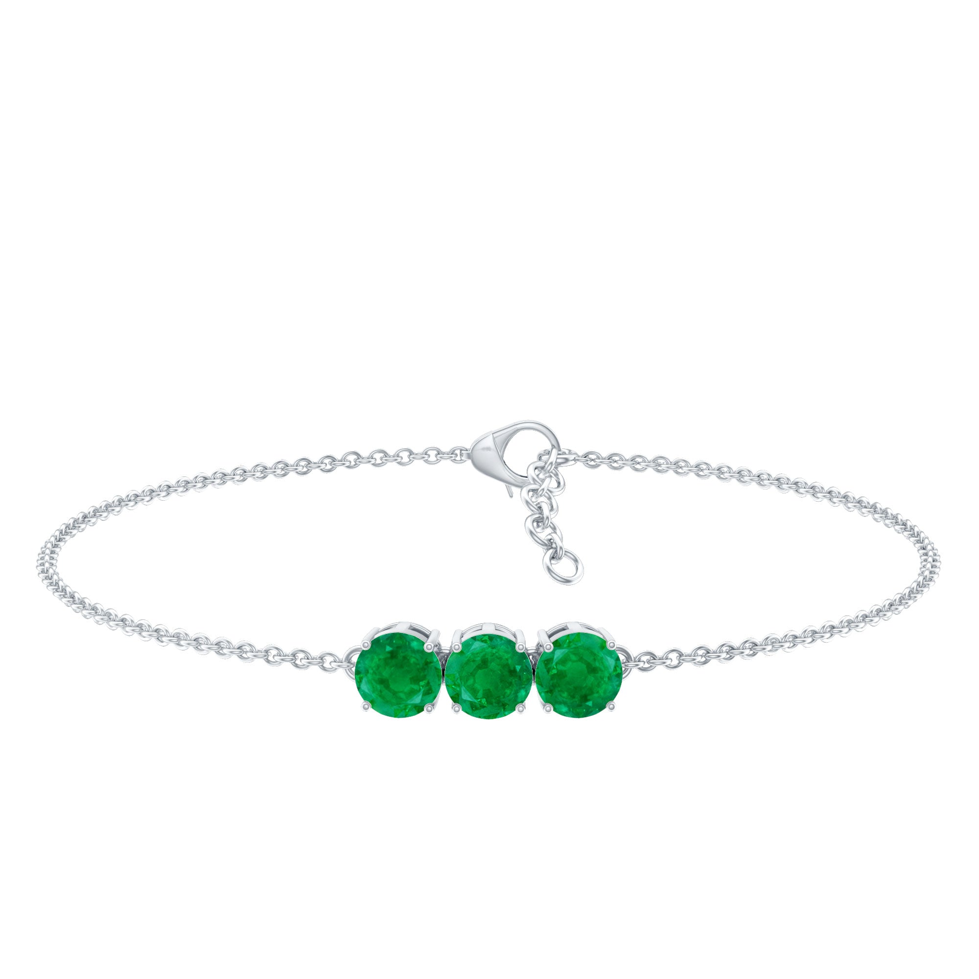 Real Certified Emerald Three Stone Bracelet for Women