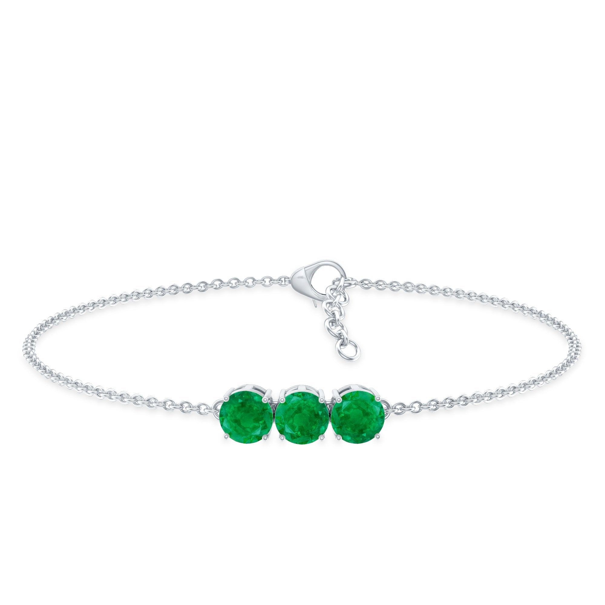 Real Certified Emerald Three Stone Bracelet for Women