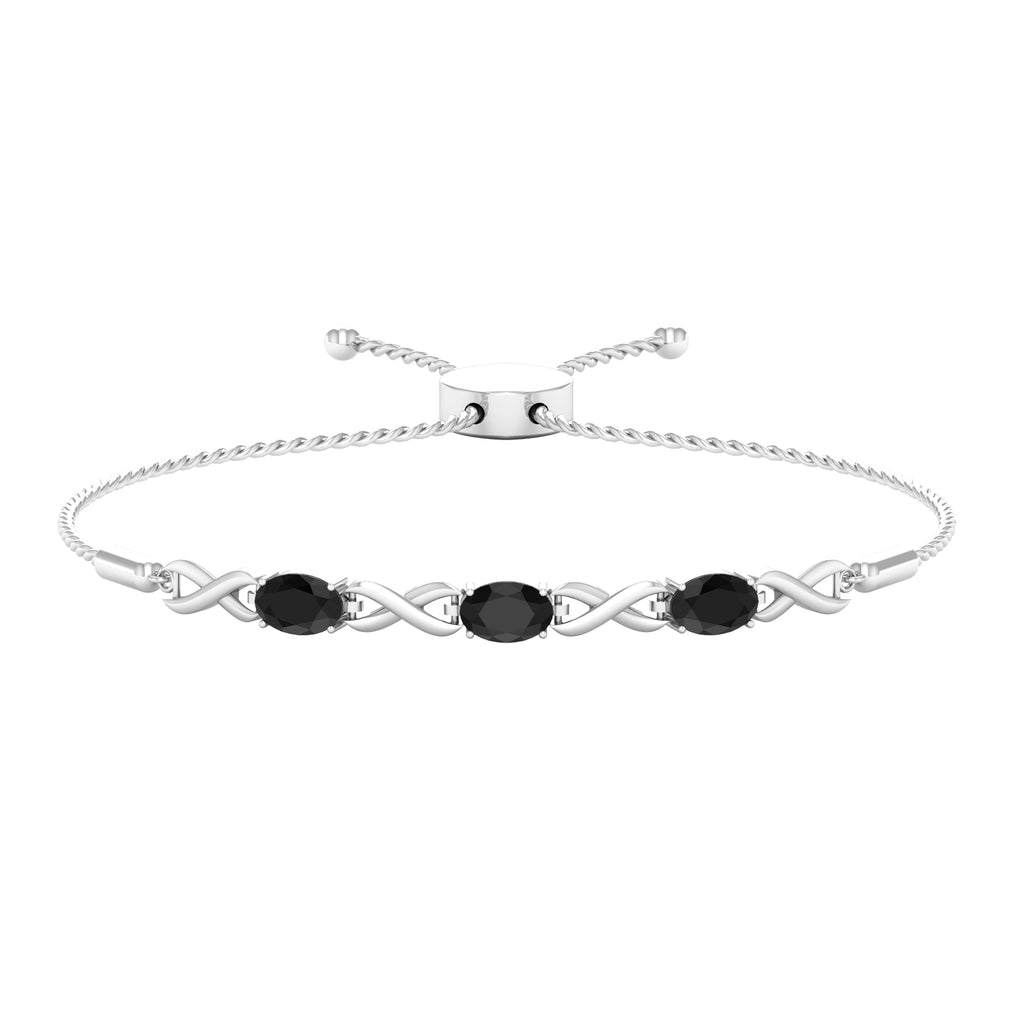 Natural Black Onyx Infinity Bolo Bracelet for Women