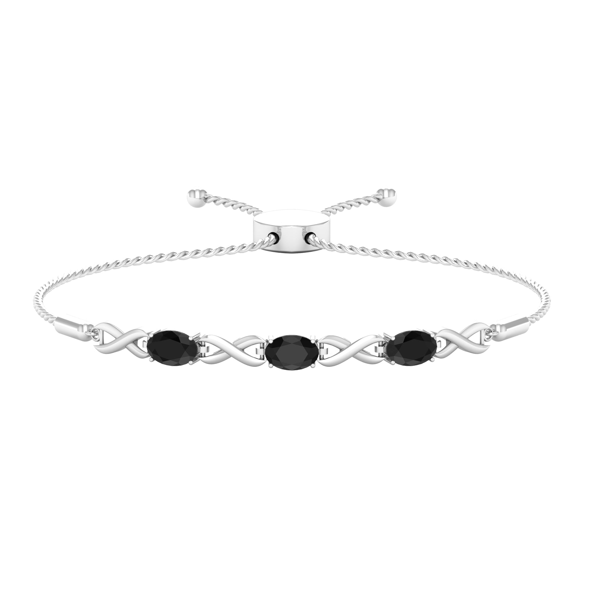 Natural Black Onyx Infinity Bolo Bracelet for Women