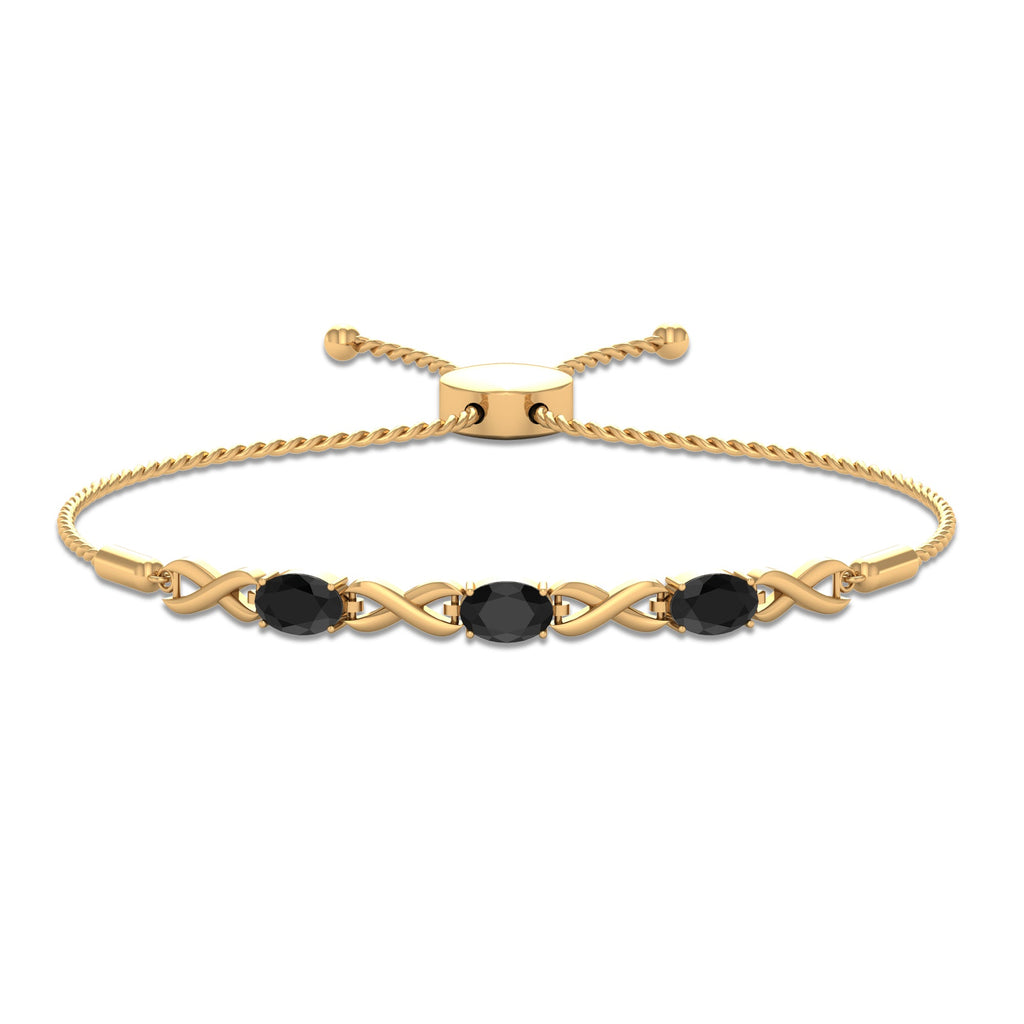 Natural Black Onyx Infinity Bolo Bracelet for Women