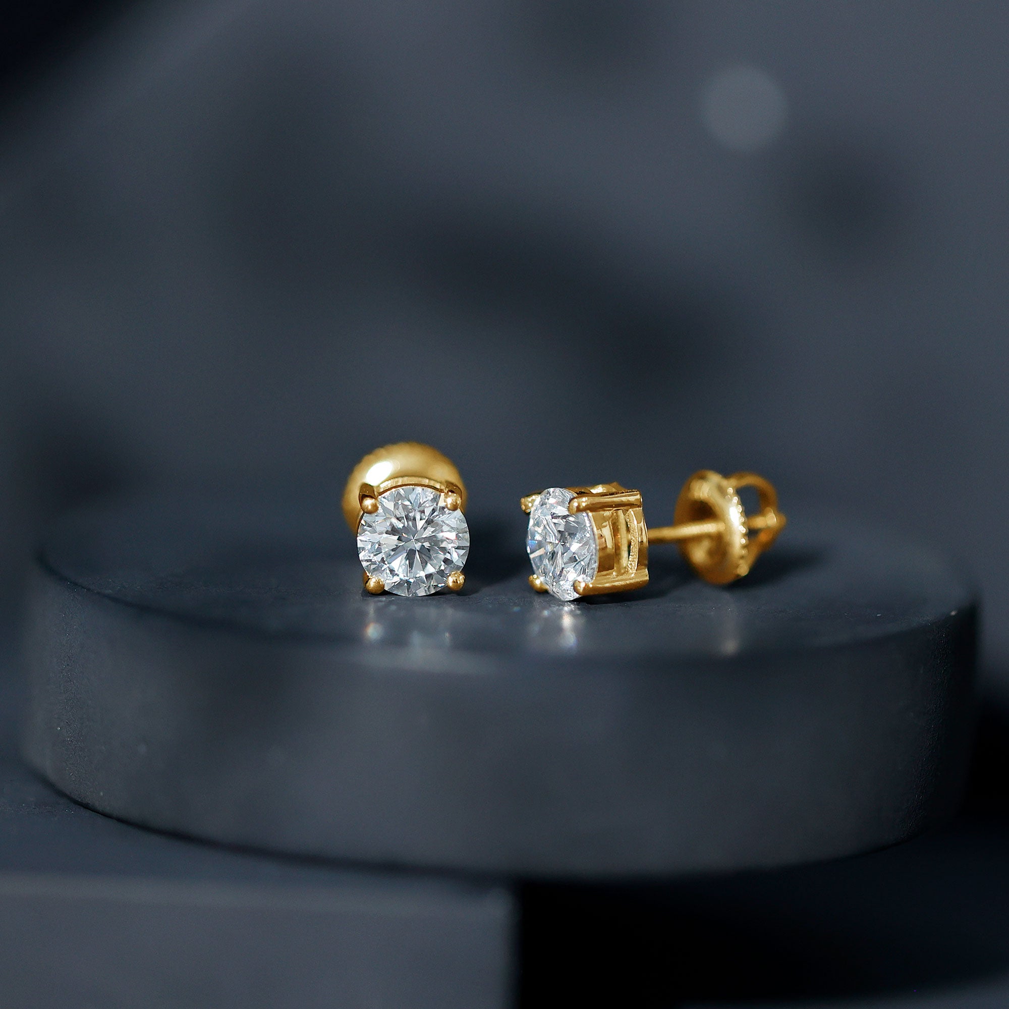 IGI Certified 2 Carat Round Lab Grown Diamond Stud Earrings with Screw Backs