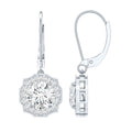 Certified Lab Grown Diamond Flower Art Deco Drop Earrings