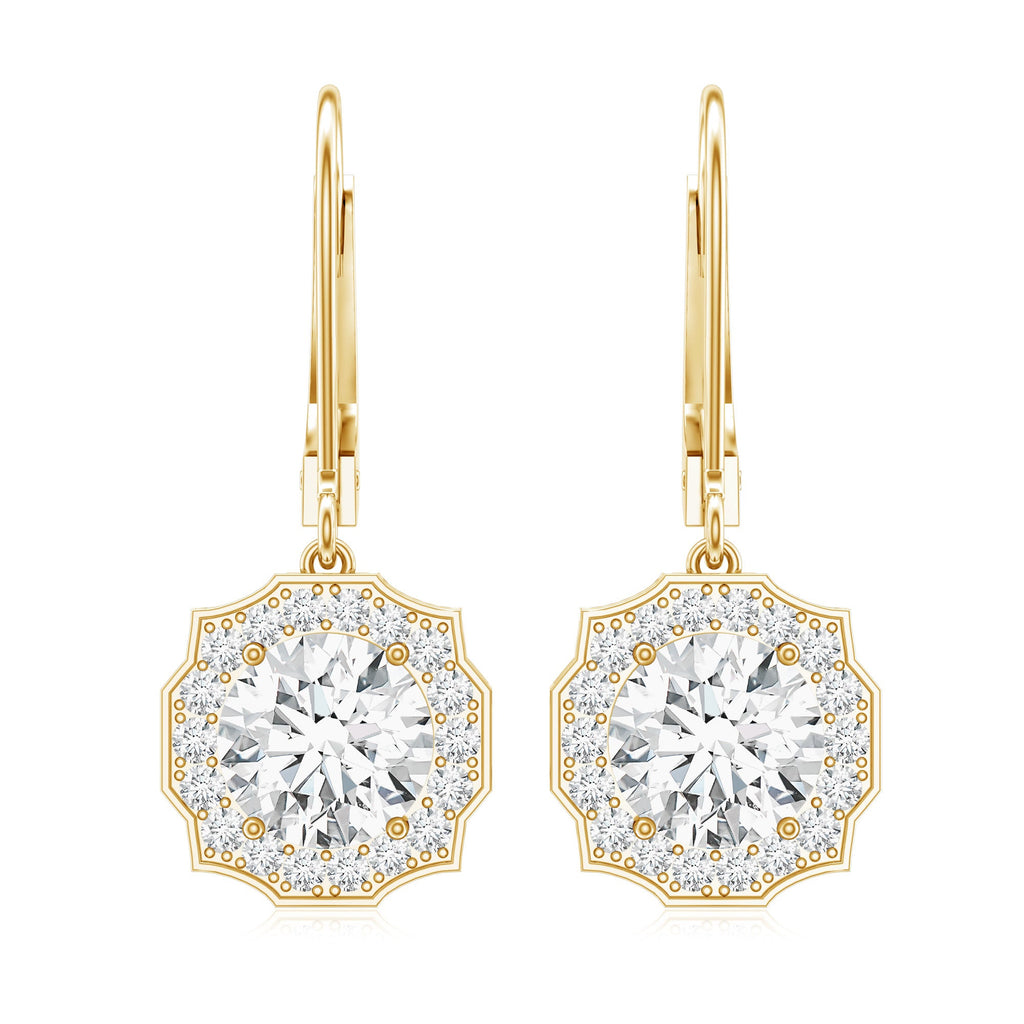Certified Lab Grown Diamond Flower Art Deco Drop Earrings