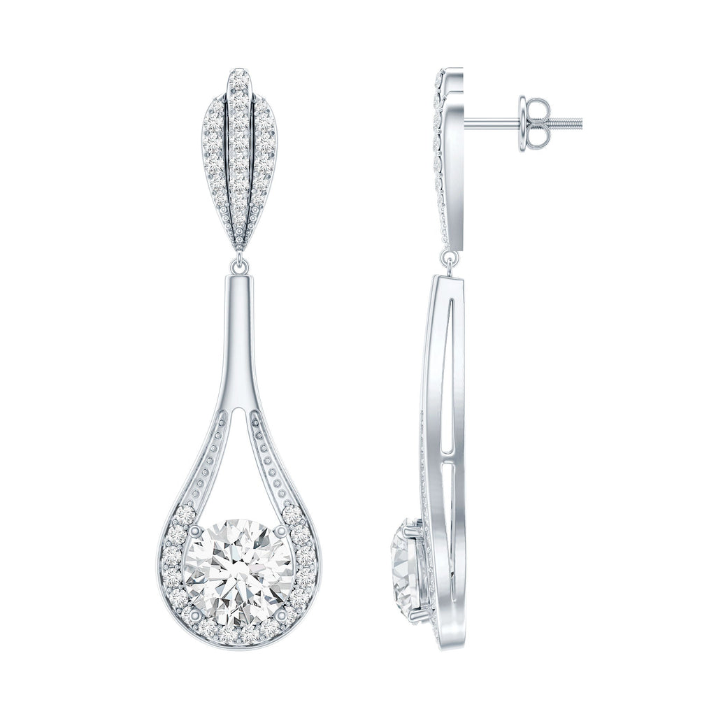 Certified Lab Grown Diamond Long Dangle Earrings