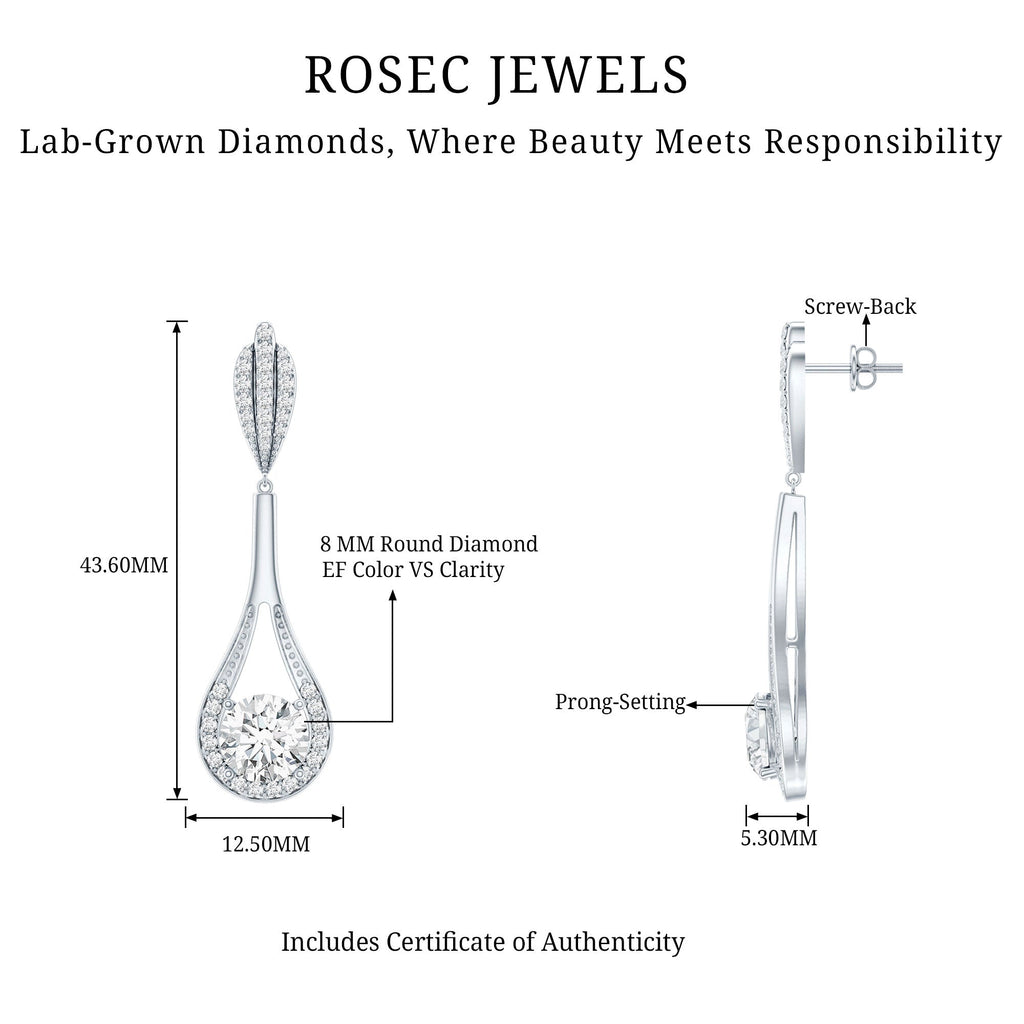 Certified Lab Grown Diamond Long Dangle Earrings