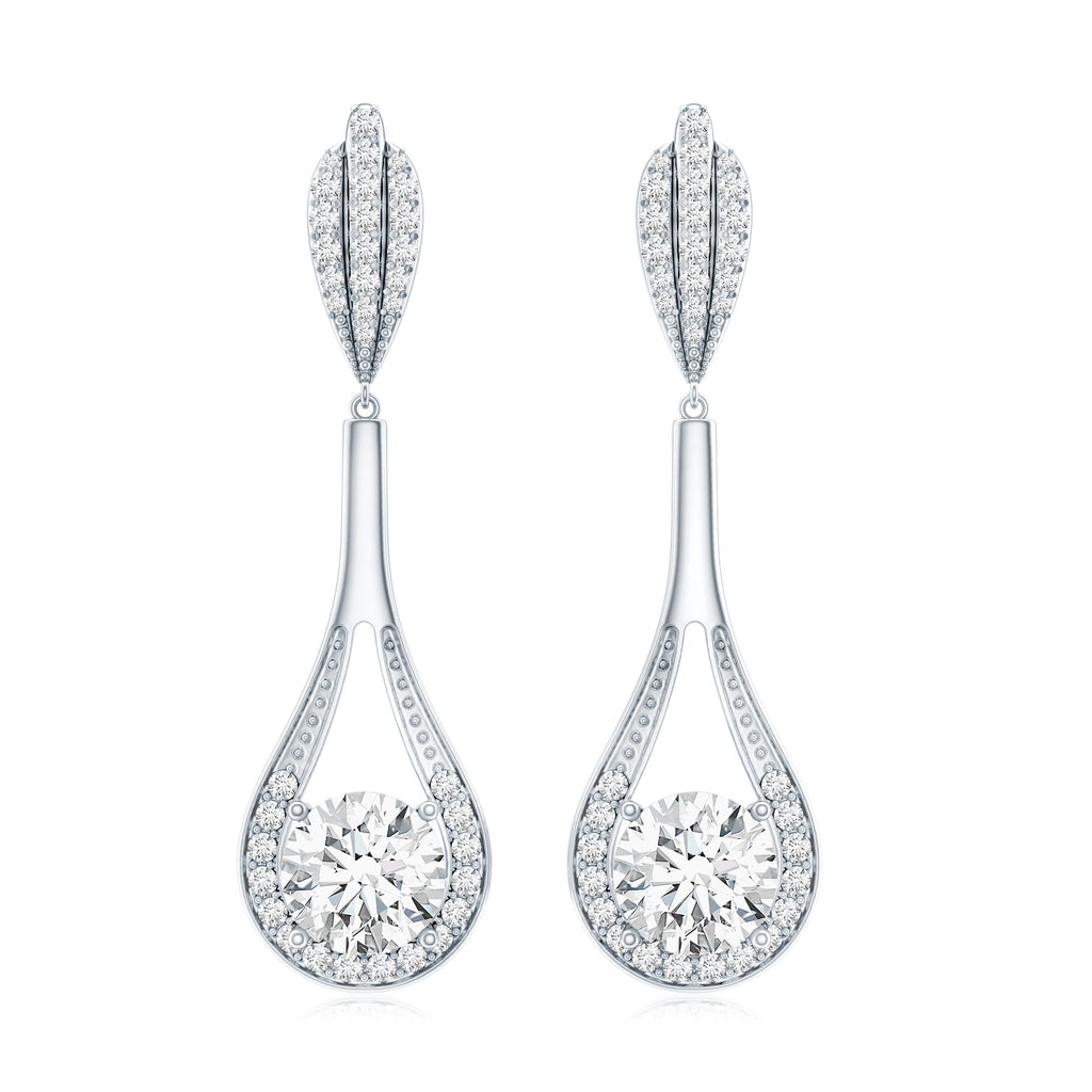 Certified Lab Grown Diamond Long Dangle Earrings