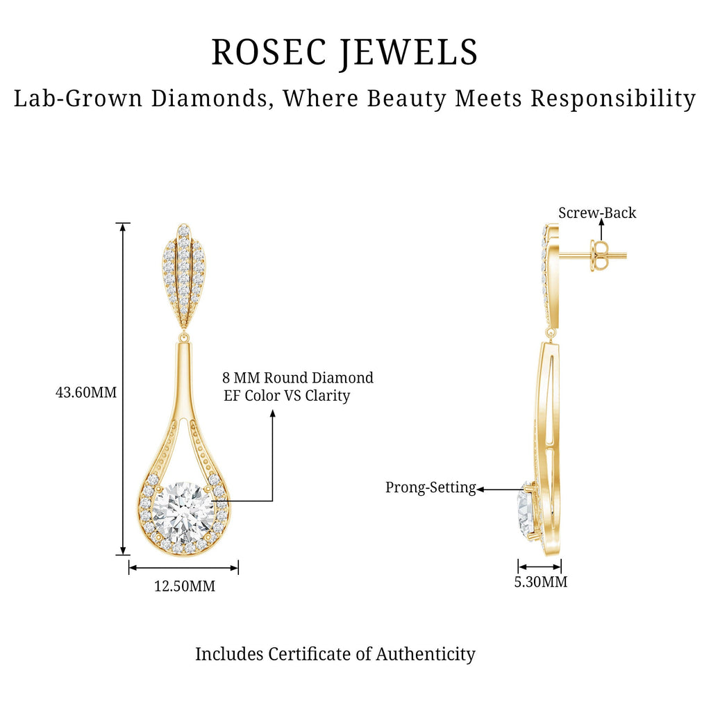 Certified Lab Grown Diamond Long Dangle Earrings