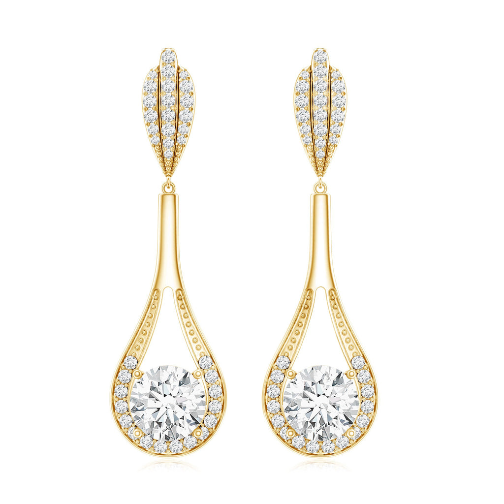 Certified Lab Grown Diamond Long Dangle Earrings