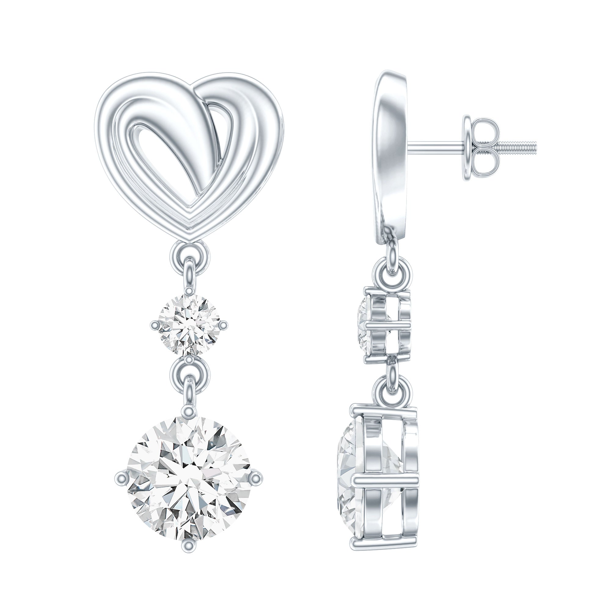 Certified Lab Grown Diamond Heart Dangle Drop Earrings
