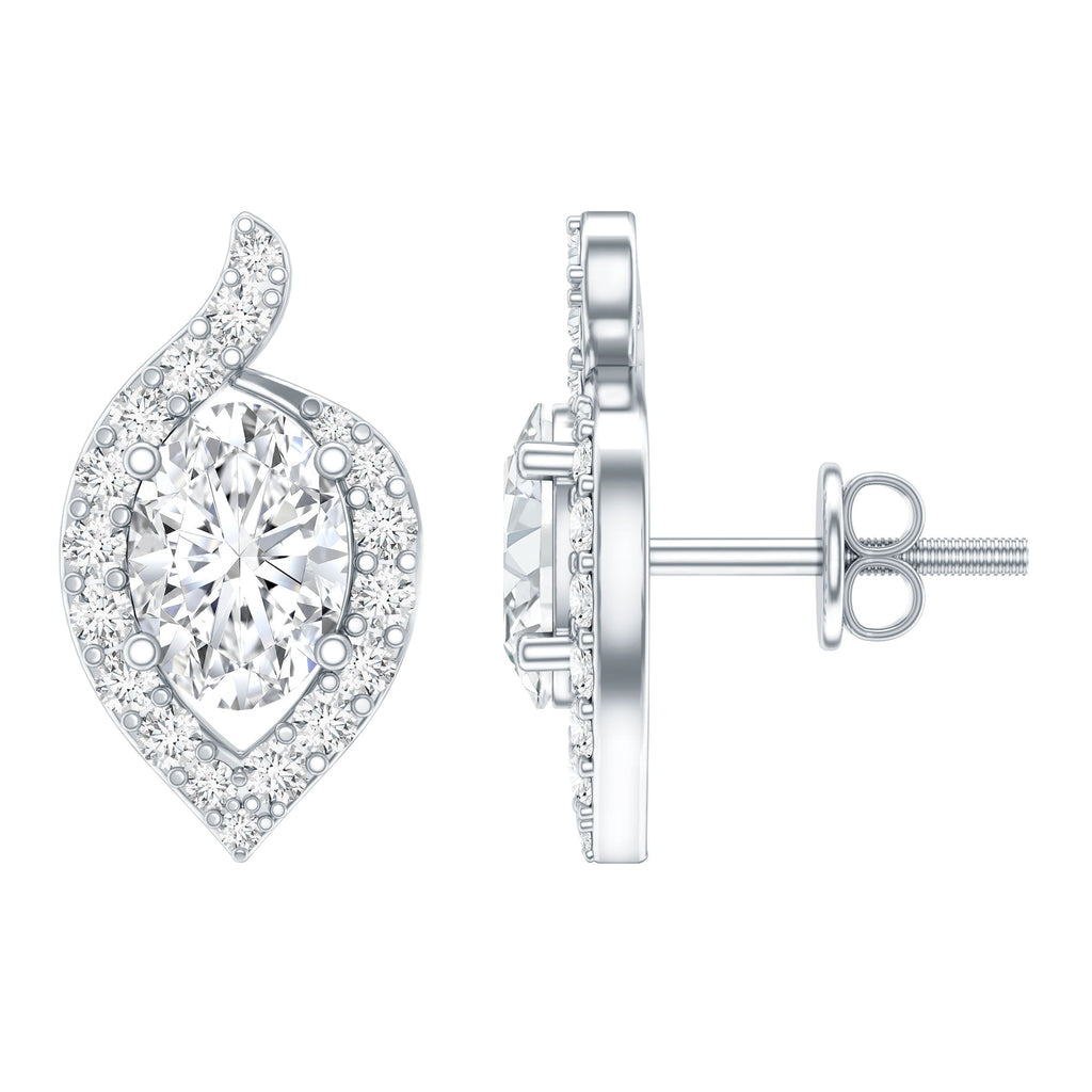 Certified 1.5 Carat Oval Lab Grown Diamond Stud Earrings For Women