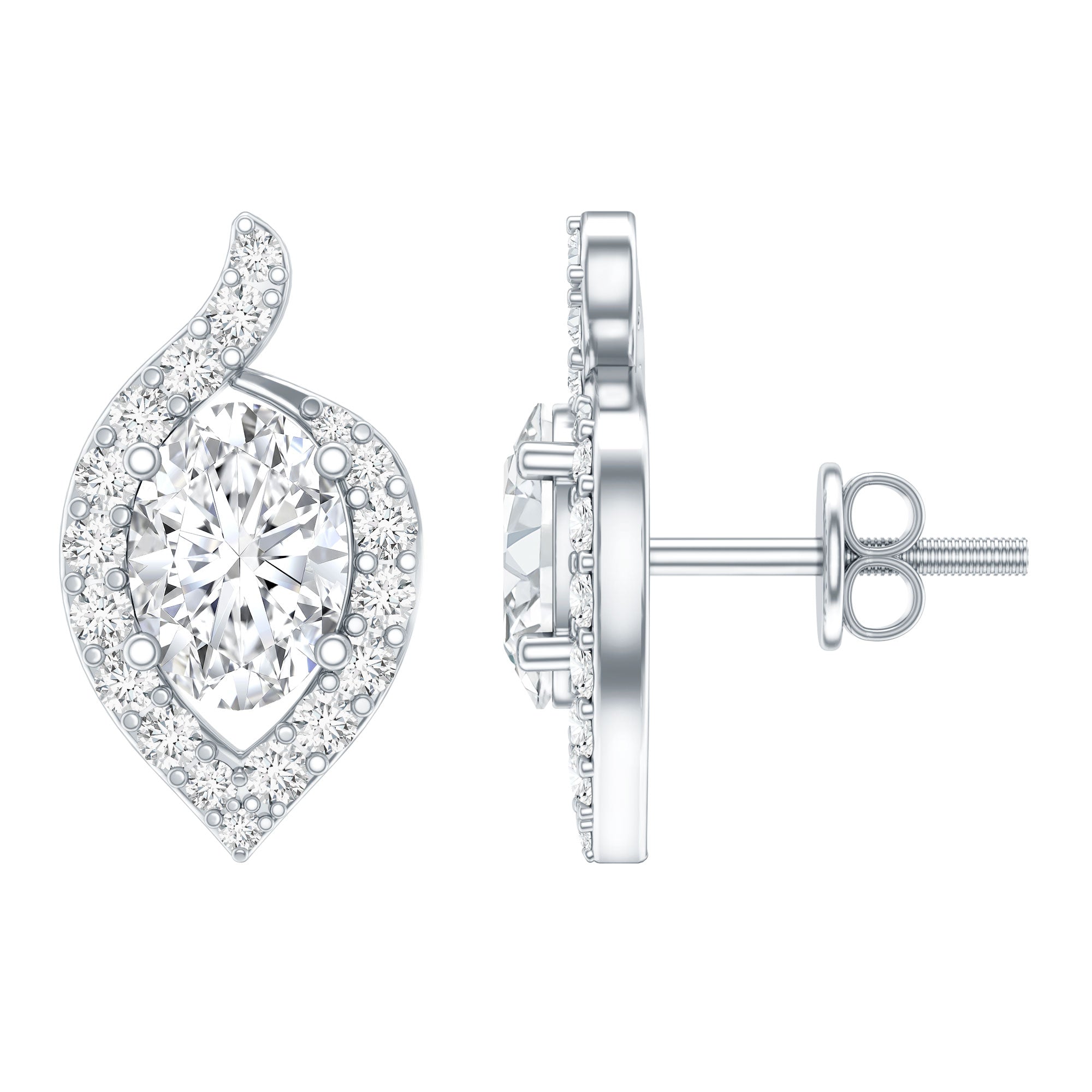 Certified 1.5 Carat Oval Lab Grown Diamond Stud Earrings For Women