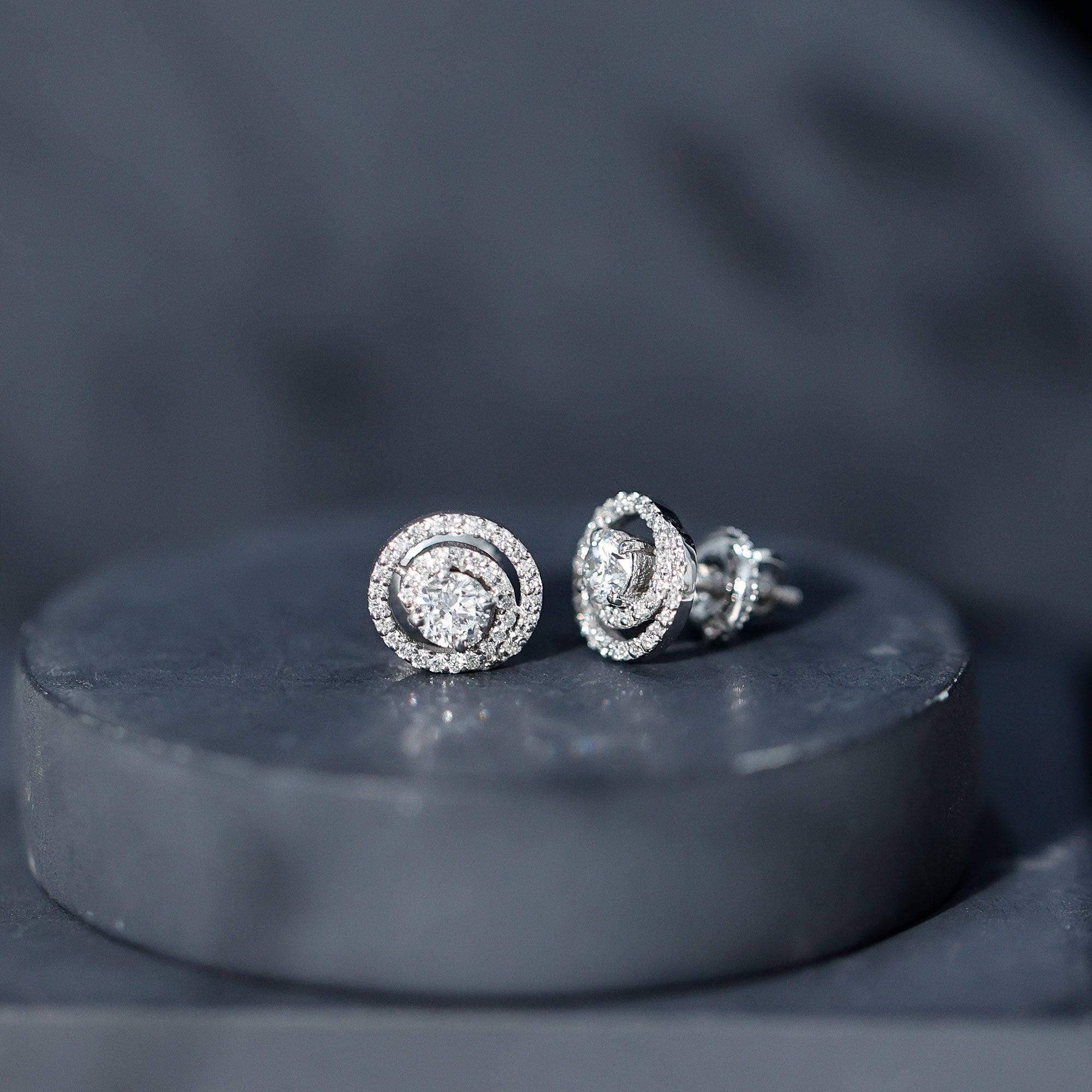 Lab Grown Diamond Swirl Stud Earrings With Screw Back