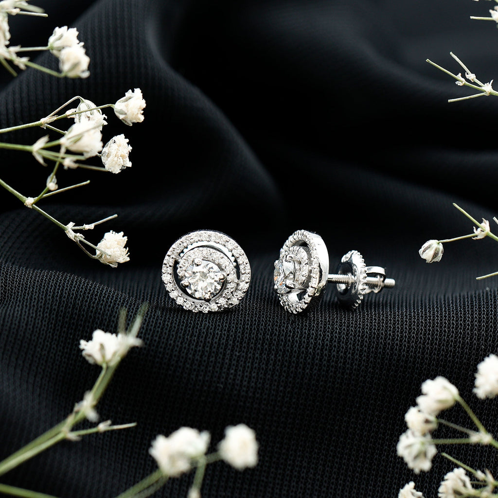 Lab Grown Diamond Swirl Stud Earrings With Screw Back