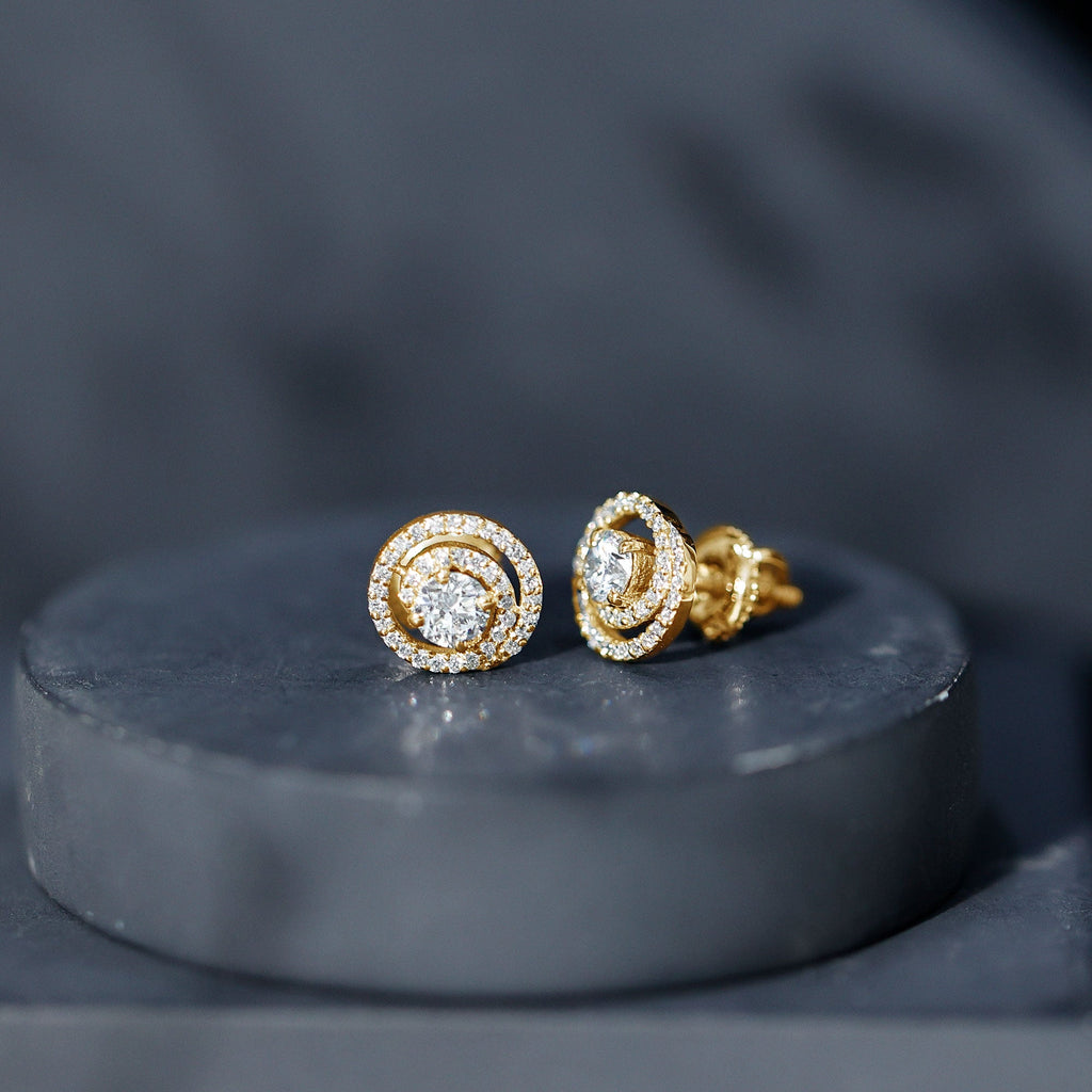 Lab Grown Diamond Swirl Stud Earrings With Screw Back