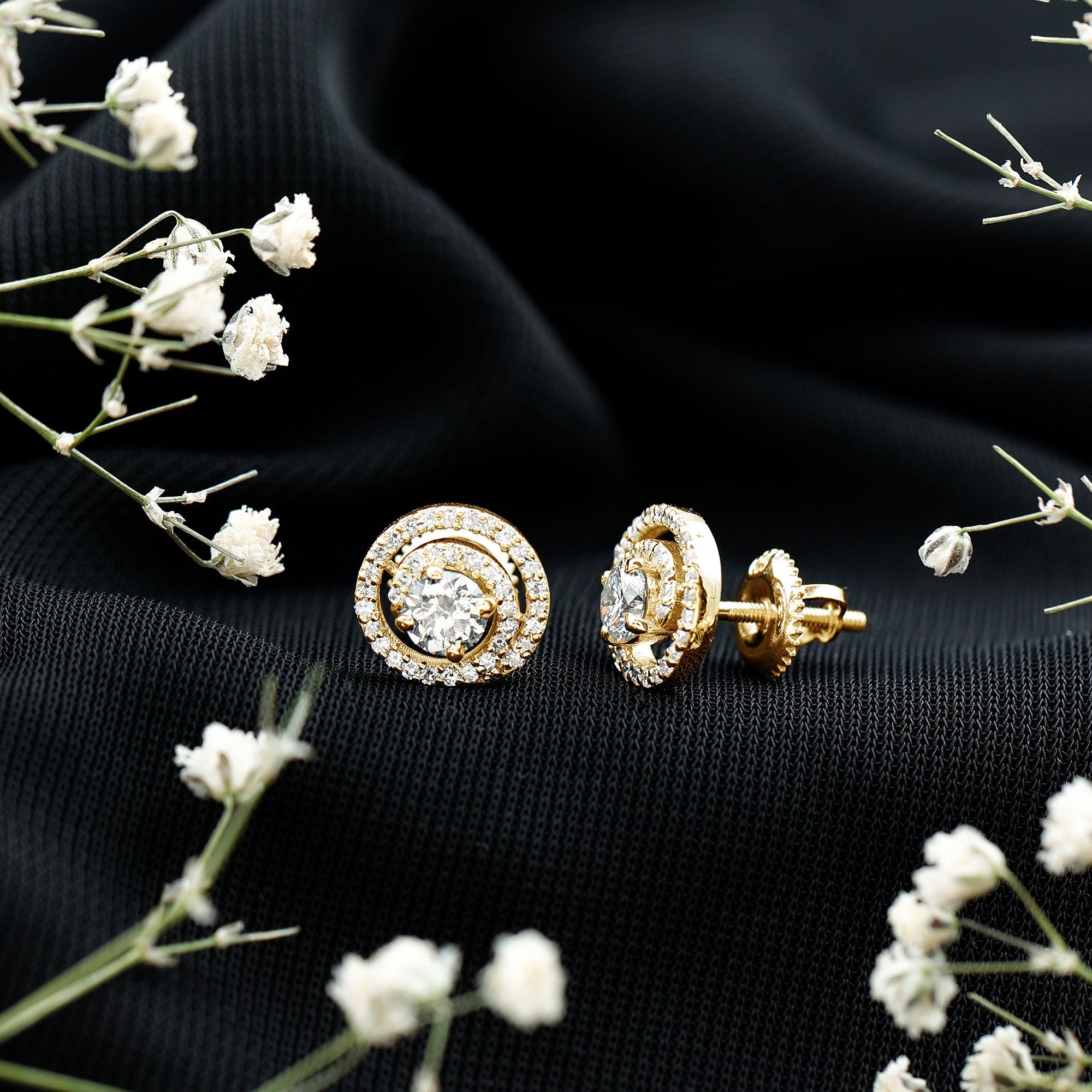 Lab Grown Diamond Swirl Stud Earrings With Screw Back
