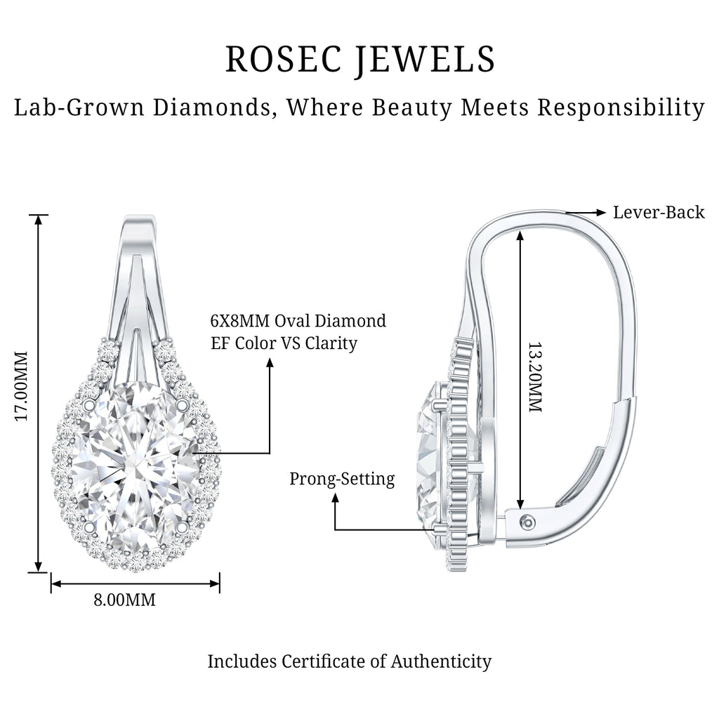 Certified 2.5 Carat Lab Grown Diamond Halo Designer Earrings