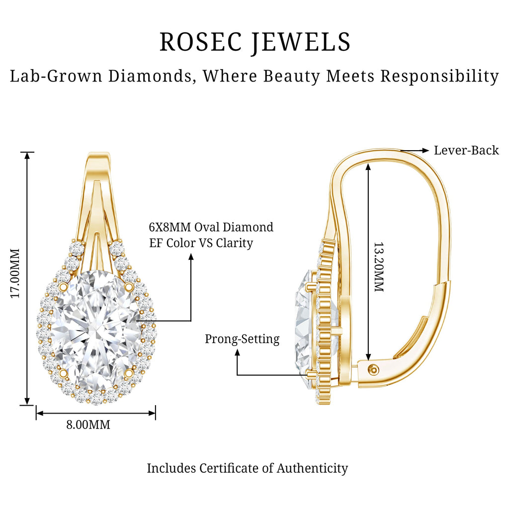 Certified 2.5 Carat Lab Grown Diamond Halo Designer Earrings
