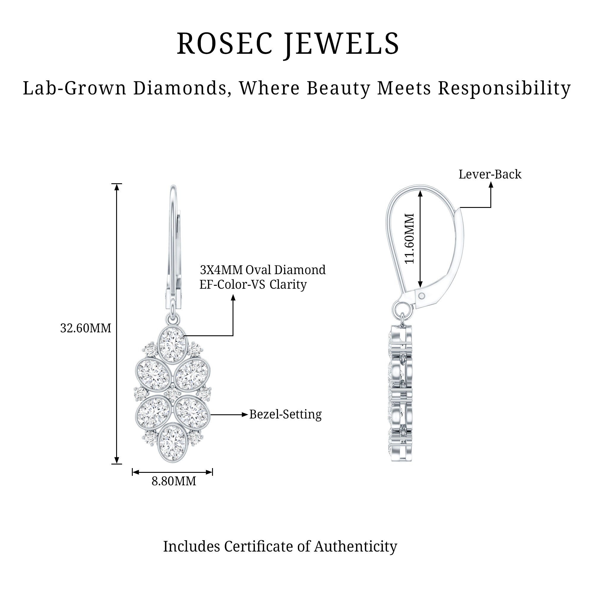 Certified Lab Grown Diamond Designer Drop Earrings