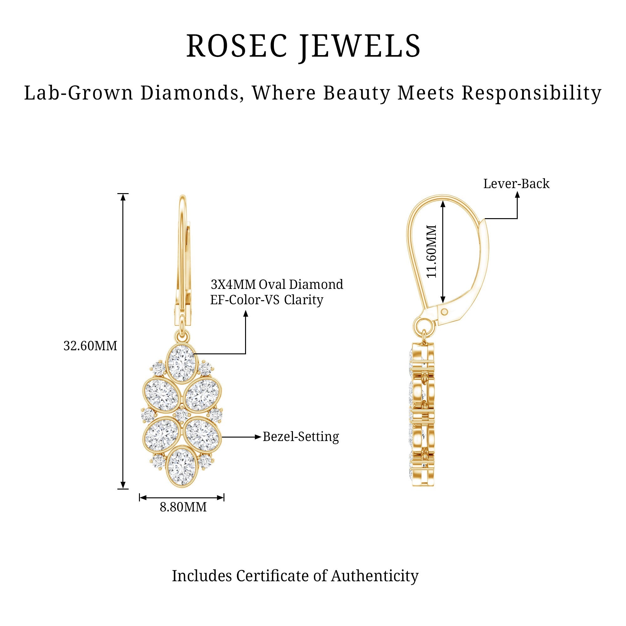 Certified Lab Grown Diamond Designer Drop Earrings