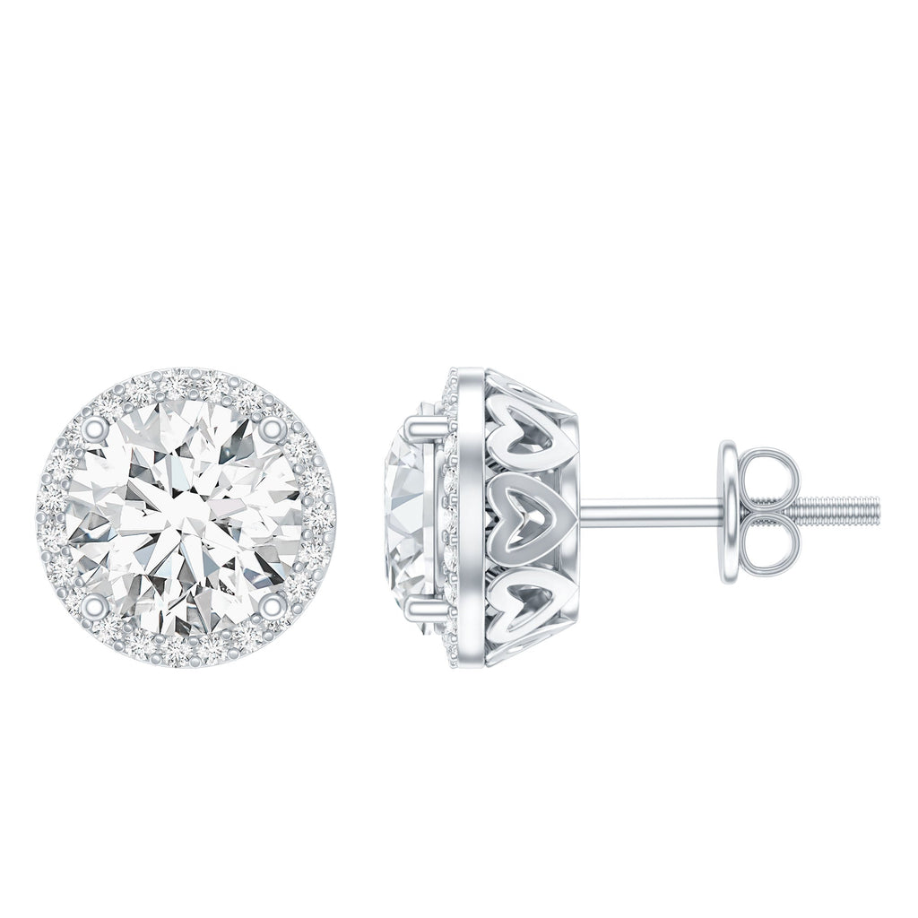 Round Halo Lab Grown Diamond Earring For Women