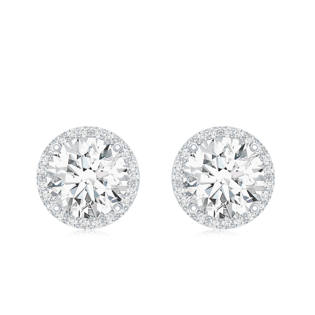 Round Halo Lab Grown Diamond Earring For Women