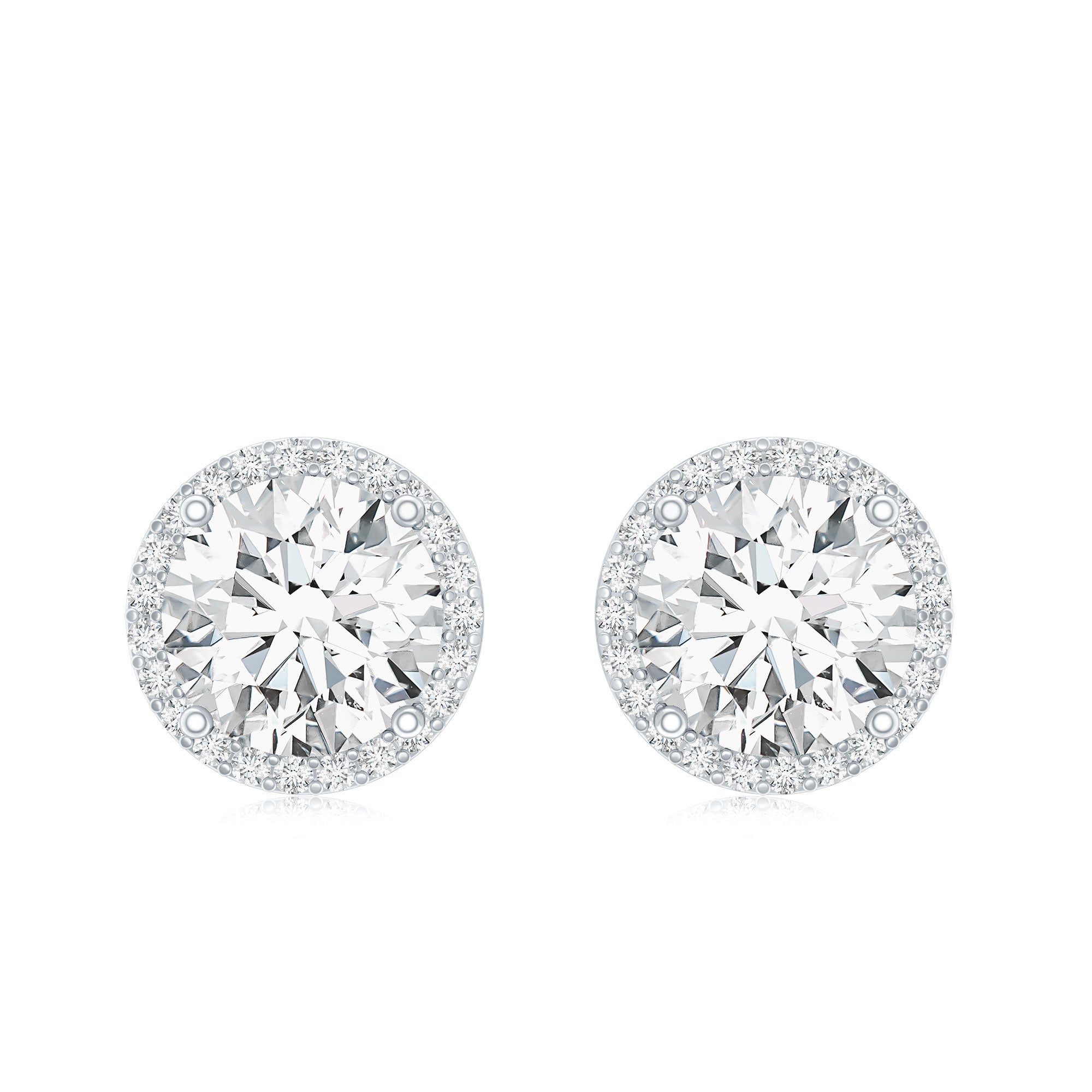 Round Halo Lab Grown Diamond Earring For Women