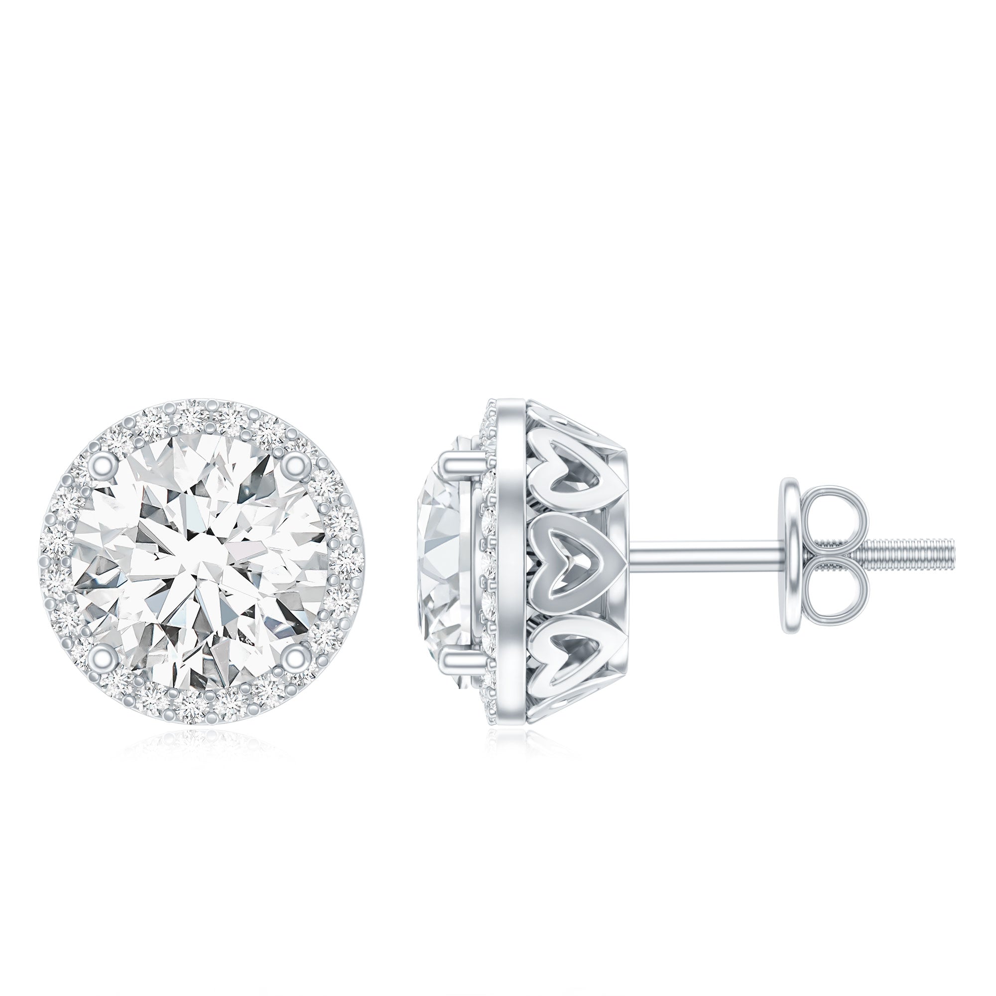 Round Halo Lab Grown Diamond Earring For Women