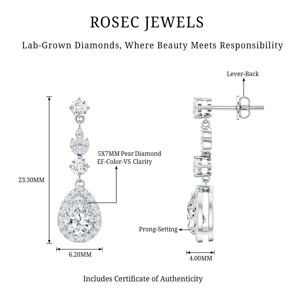 Certified Lab Grown Diamond Dangling Earrings