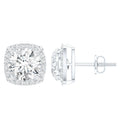 Certified Round Cut Lab Grown Diamond Halo Stud Earrings For Her