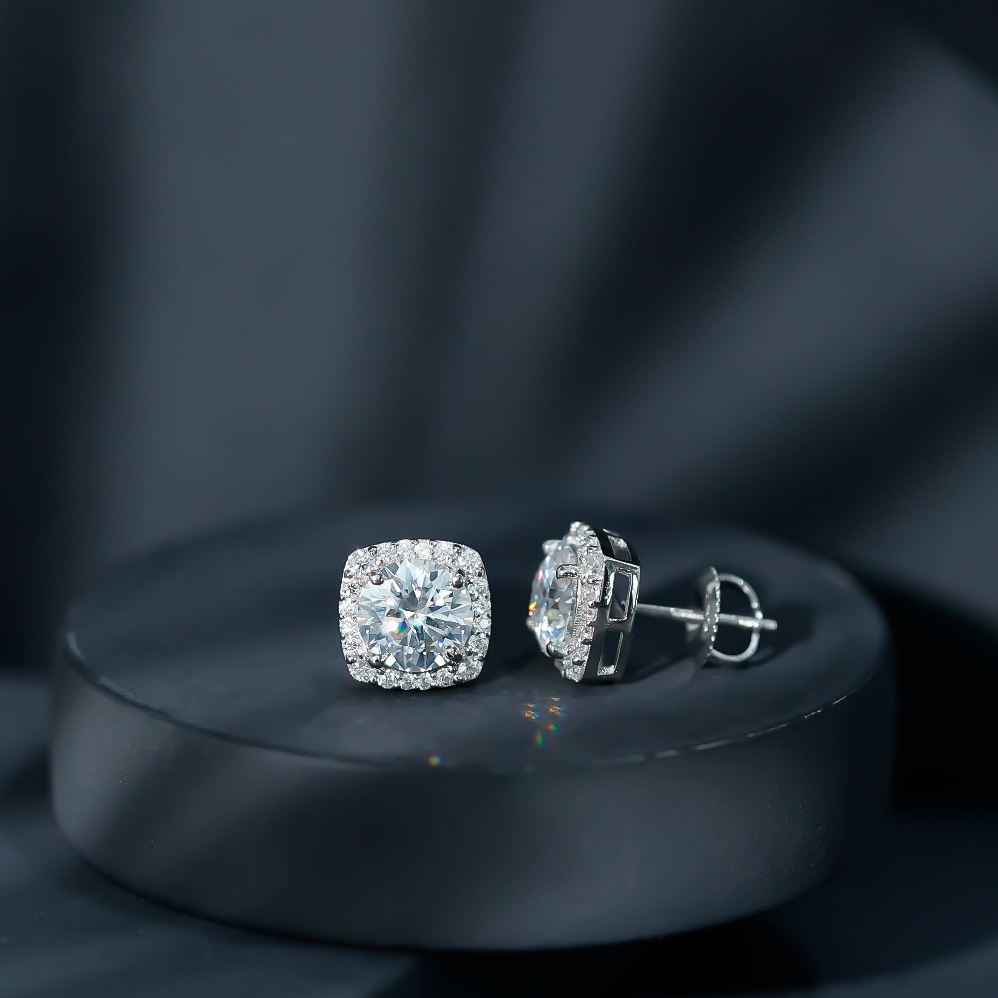 Certified Round Cut Lab Grown Diamond Halo Stud Earrings For Her