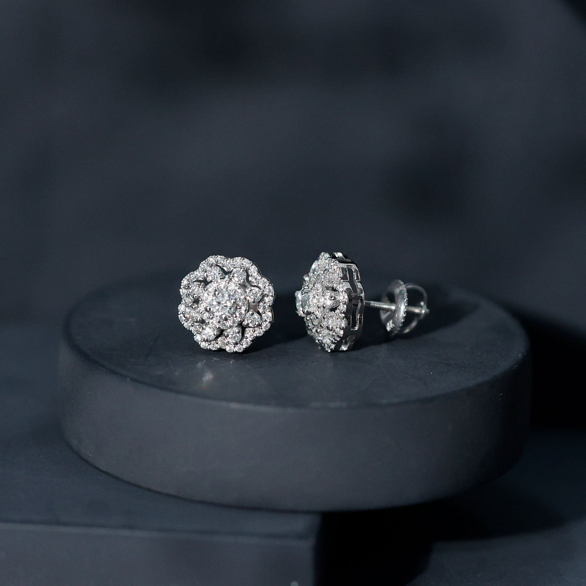 Certified Lab Grown Diamond Flower Bridal Stud Earrings