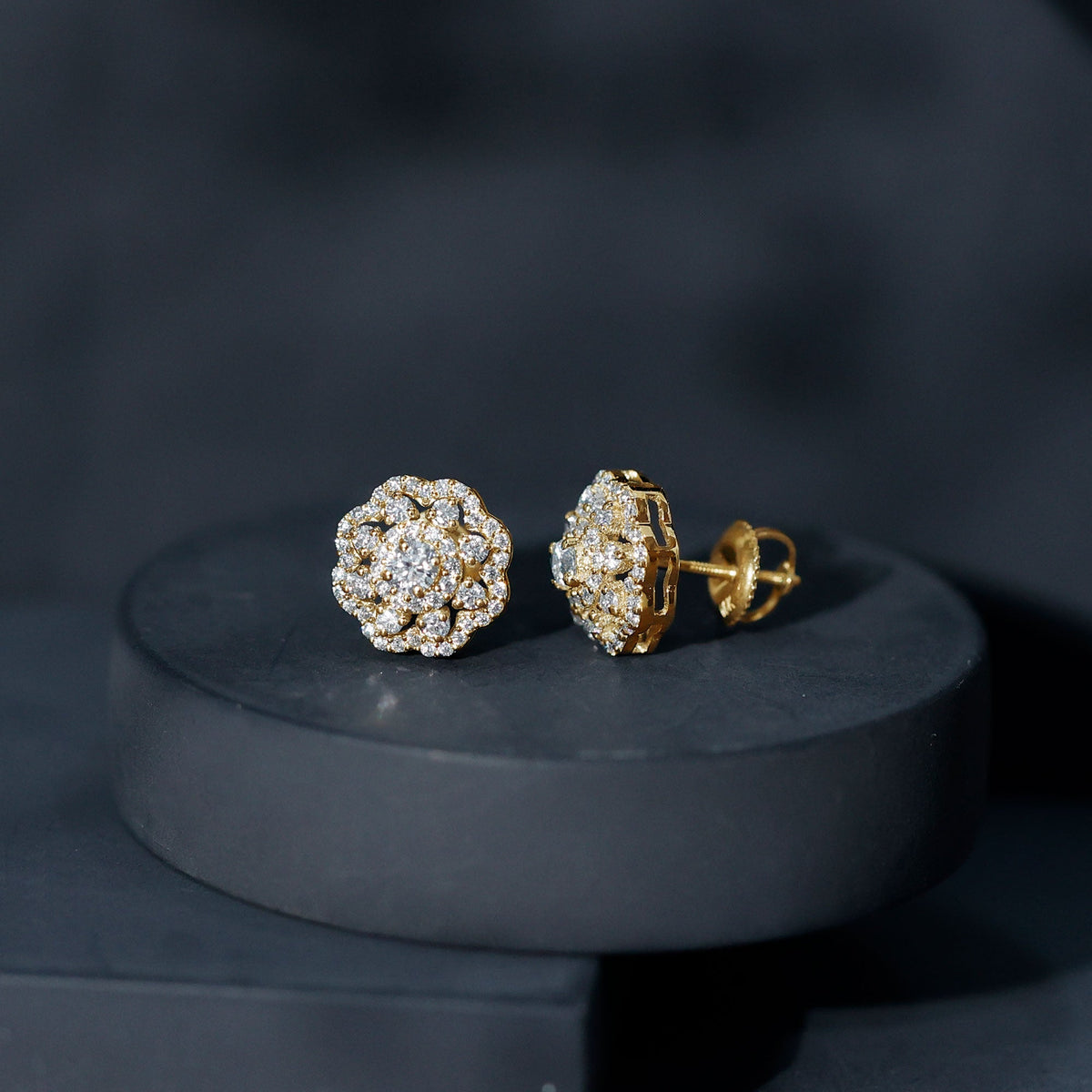 Certified Lab Grown Diamond Flower Bridal Stud Earrings