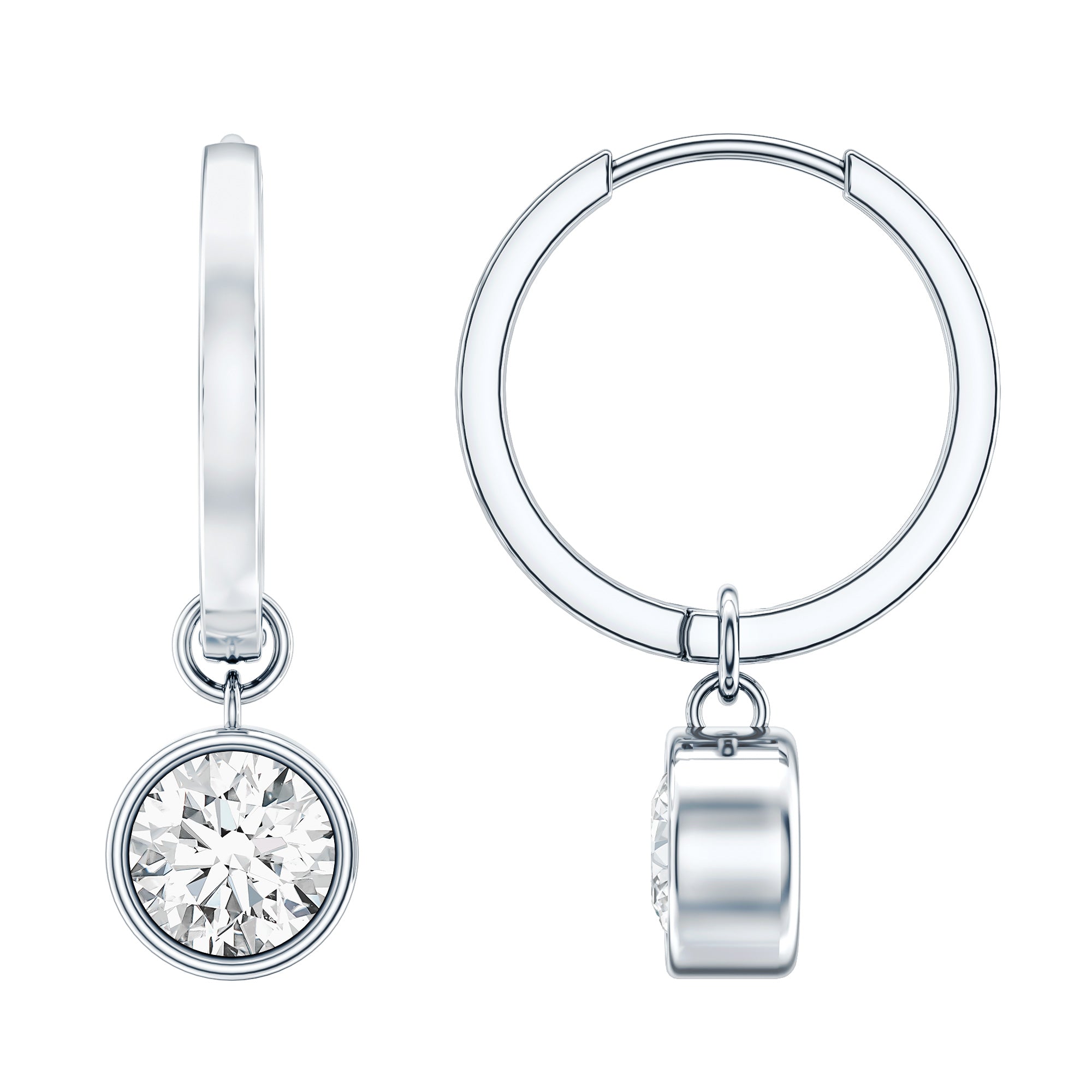 Bezel Set Lab Grown Diamond Drop Earrings for Women