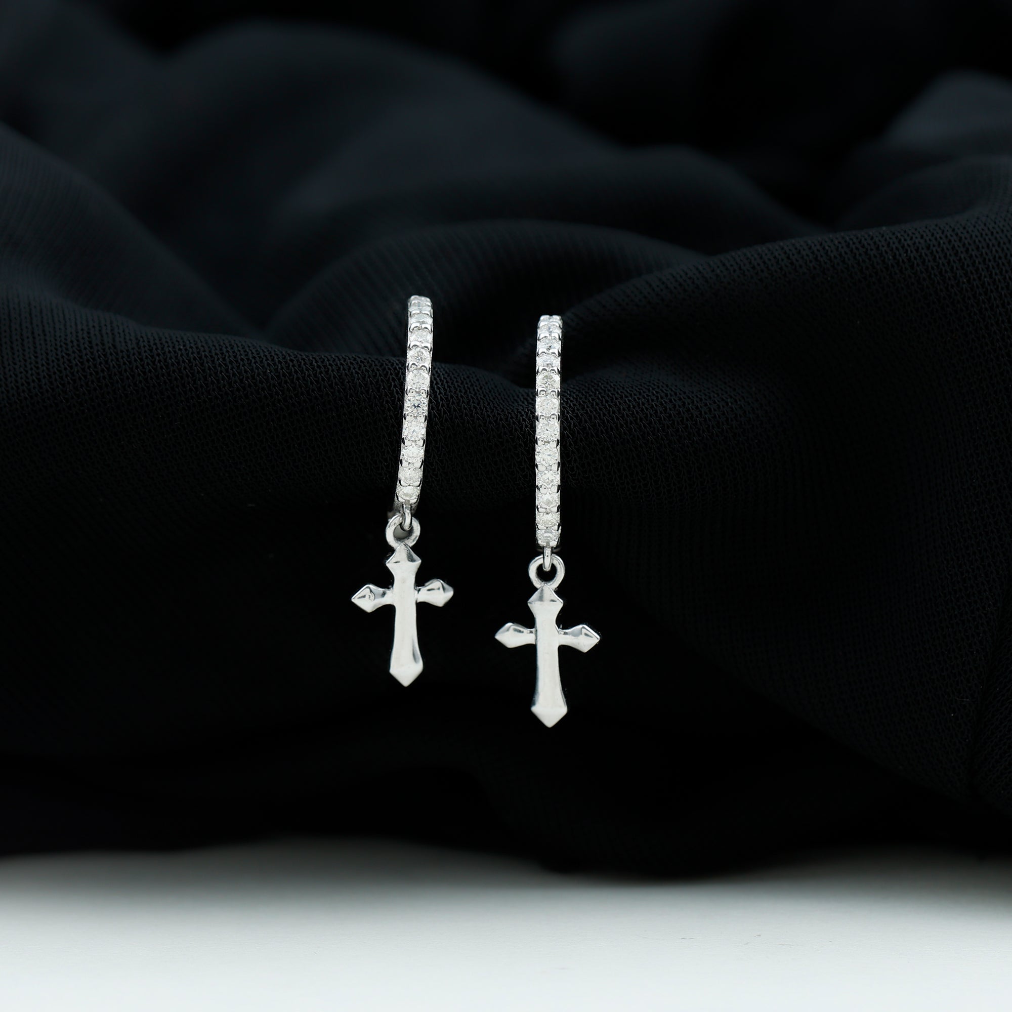 Lab Grown Diamond Holy Cross Hoop Drop Earrings For Women